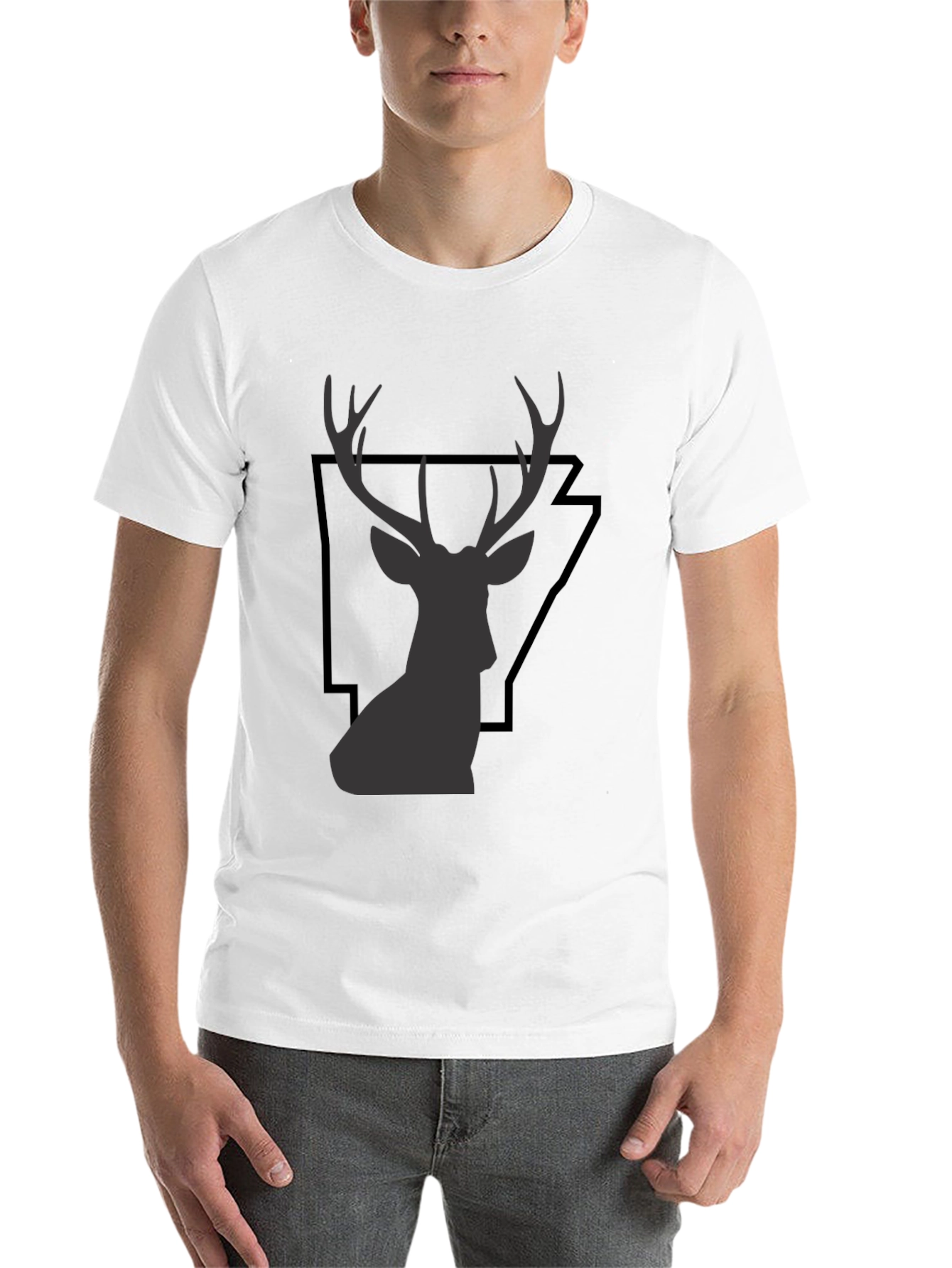 Black Deer Graphic Tee - Black Cotton T-Shirt view 14
