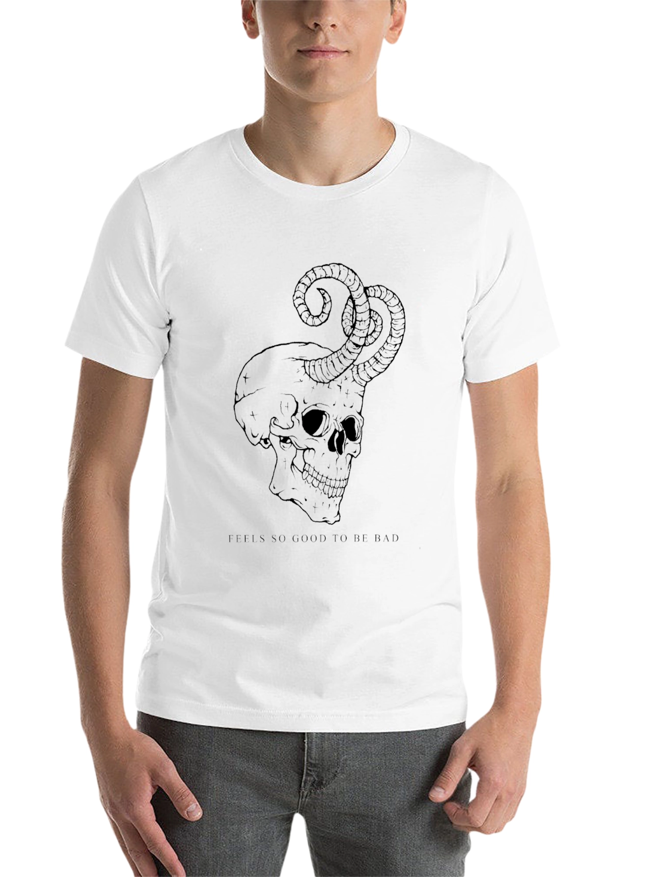 Black Skull & Horns Graphic Tee - Feels So Good To Be Bad view 14