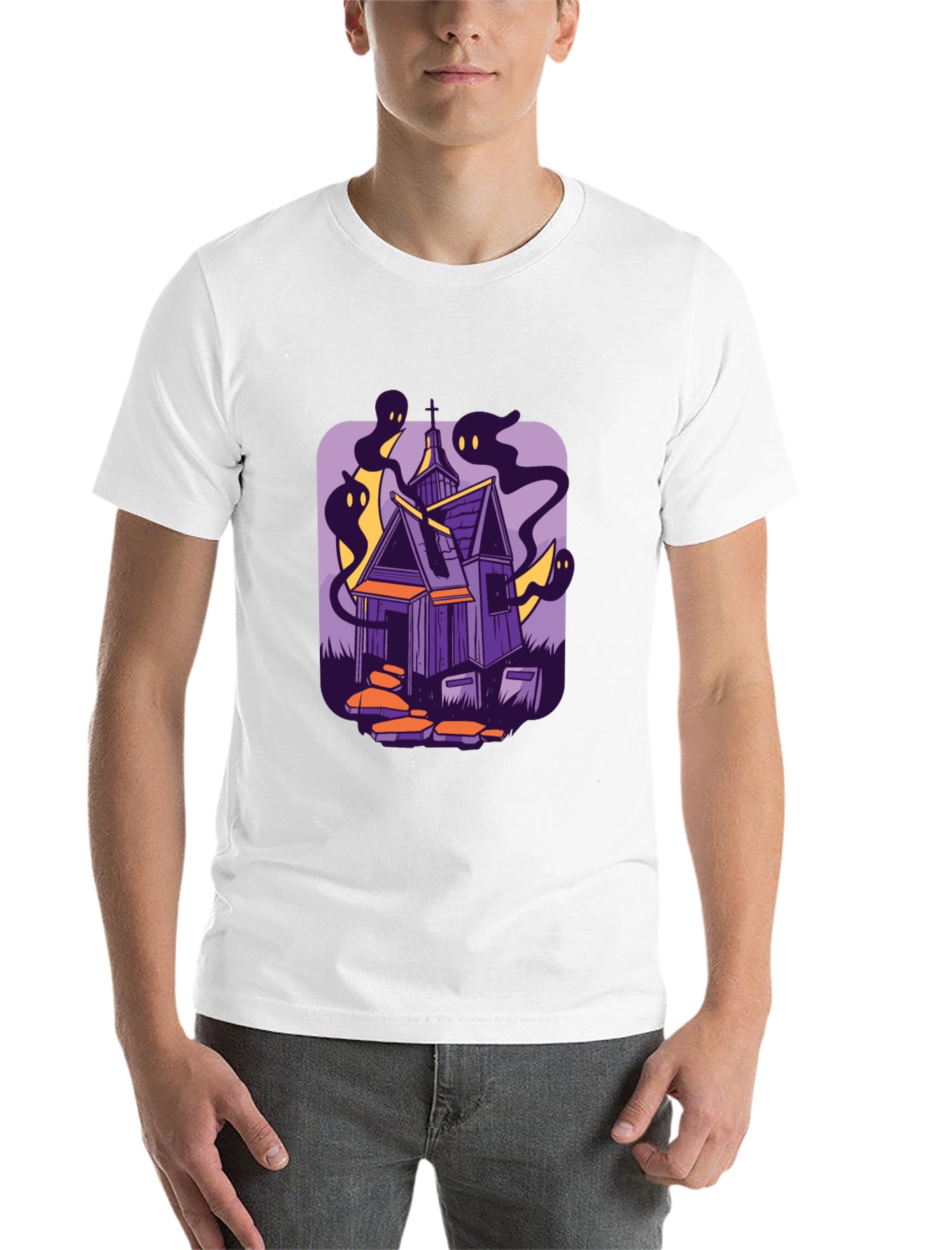 Black Haunted House Graphic Tee - Spooky Season Style view 14