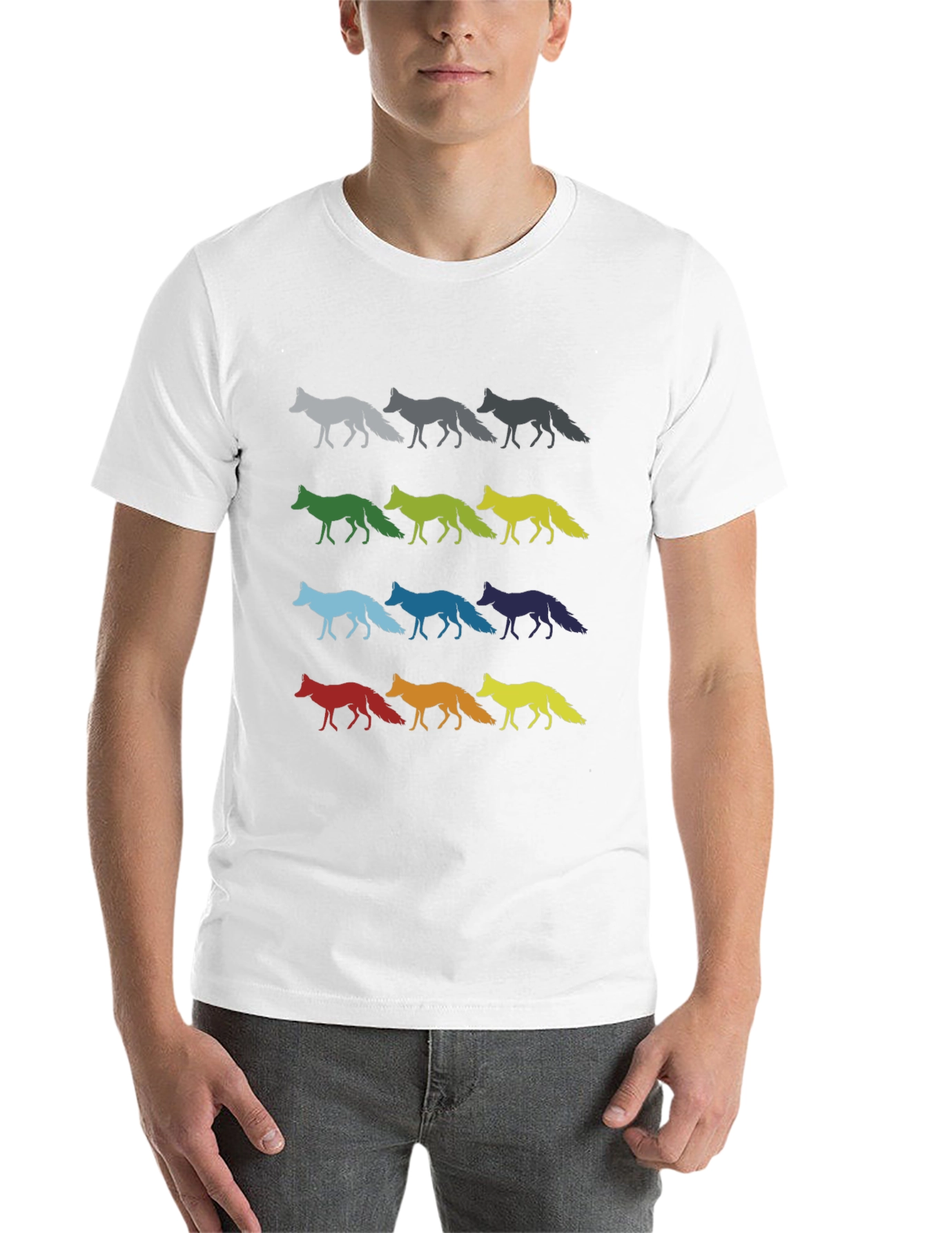Black Colorful Fox Graphic Tee - Black Cotton Shirt view 14