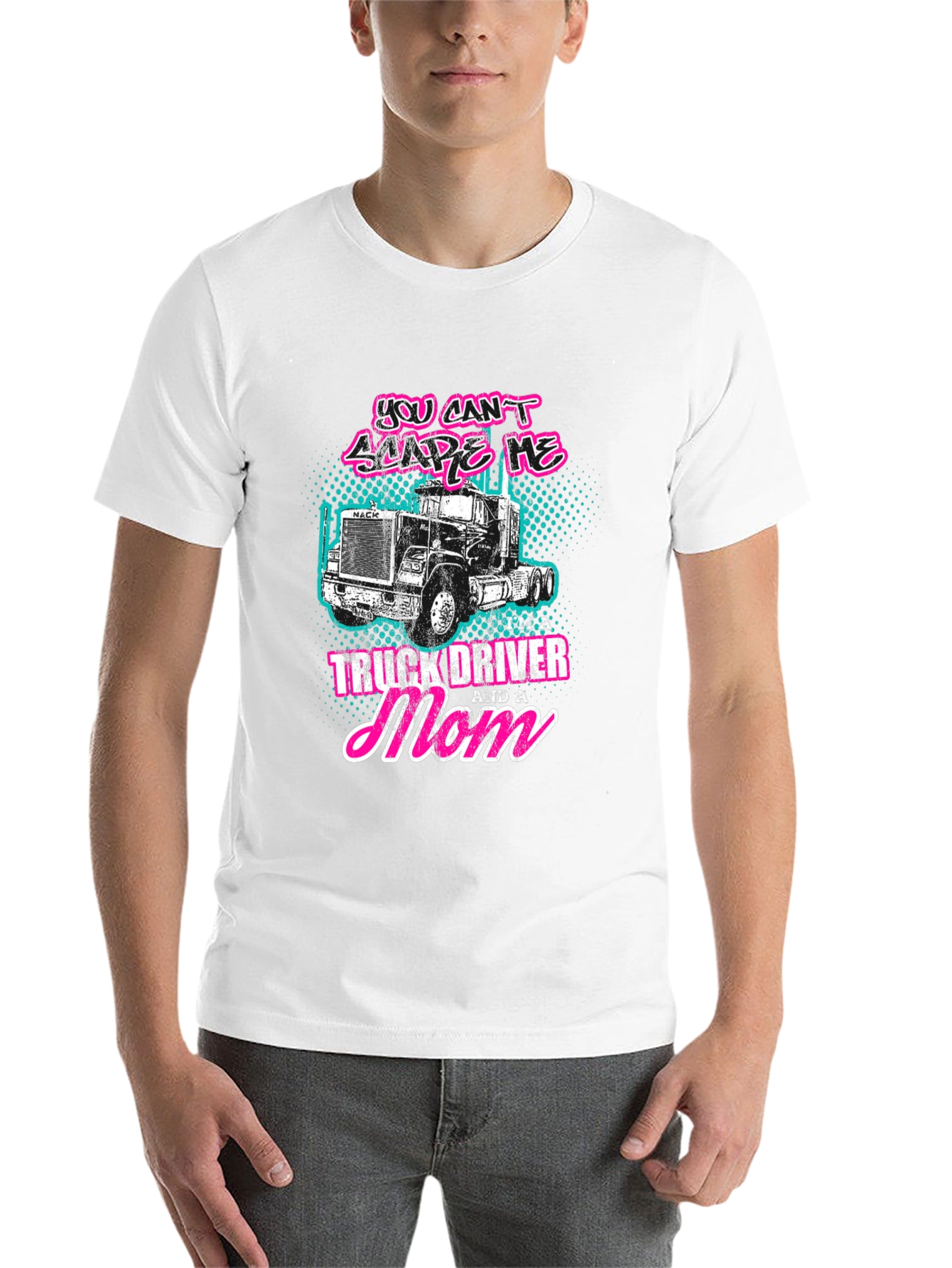 Black Truck Driver Mom T-Shirt - Black Crew Neck Tee view 14
