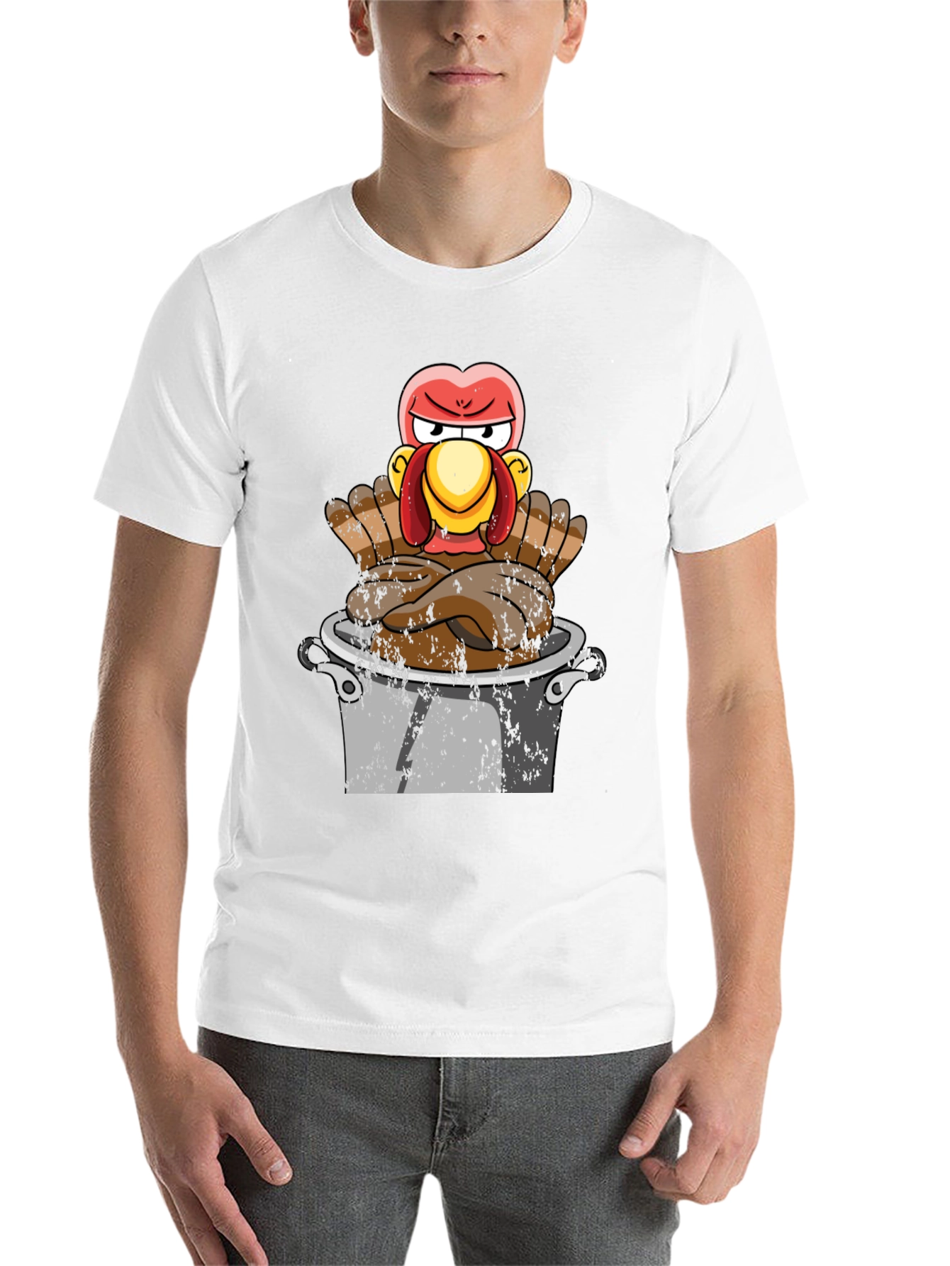 Black Funny Turkey in Pot T-Shirt - Thanksgiving Humor view 14
