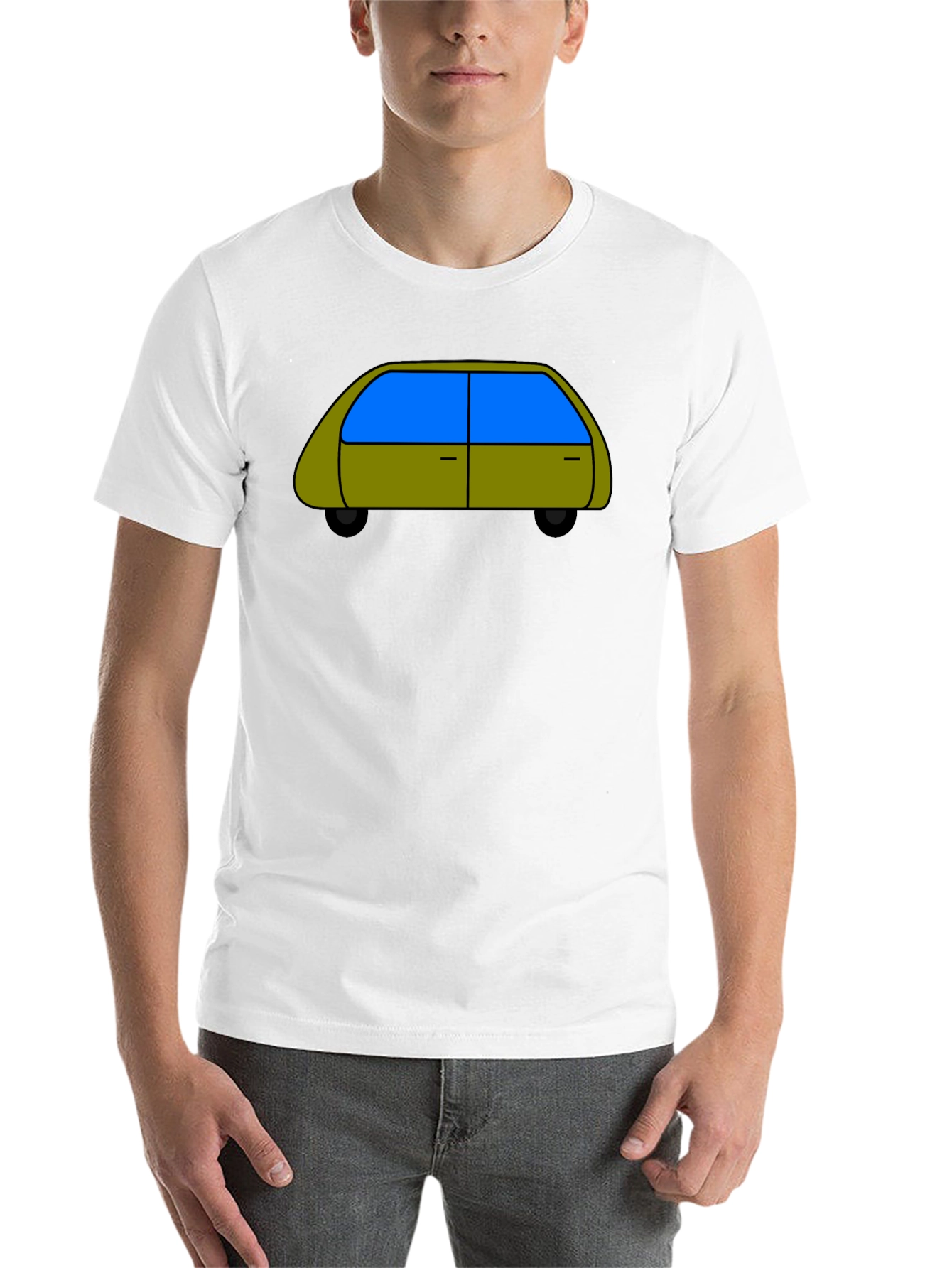 Black Cartoon Car Graphic Tee - Black Cotton T-Shirt view 14