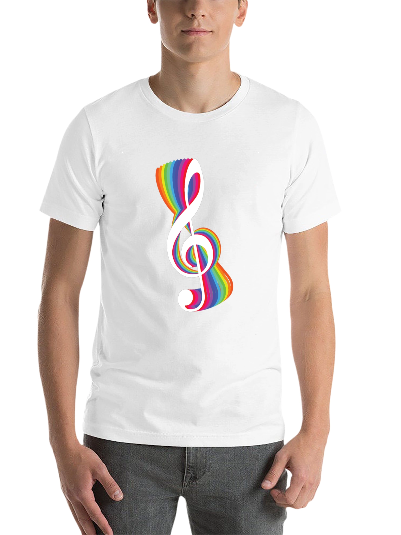 Black Rainbow Treble Clef Black T-Shirt view 14