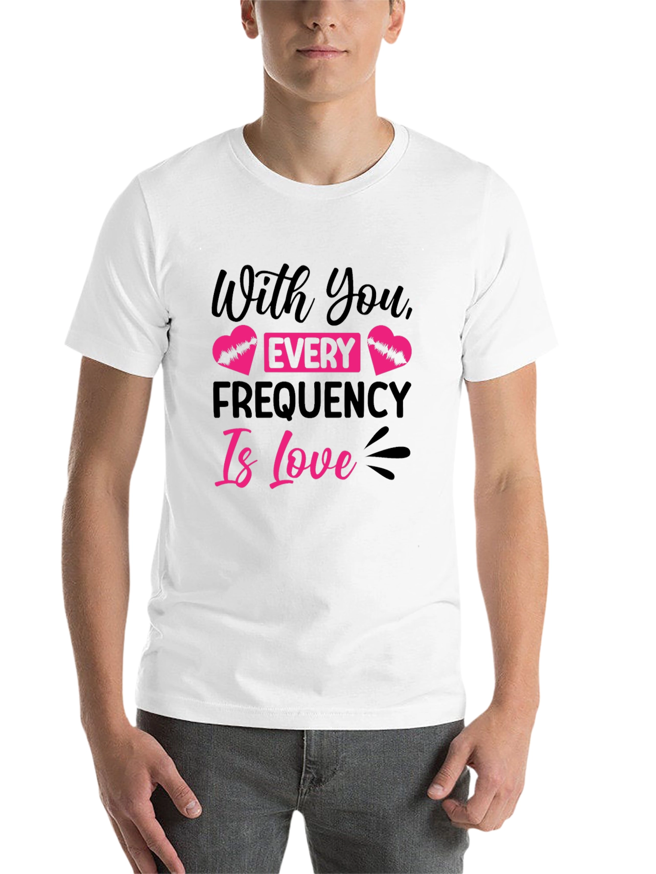 Black Every Frequency Is Love Graphic Tee view 14