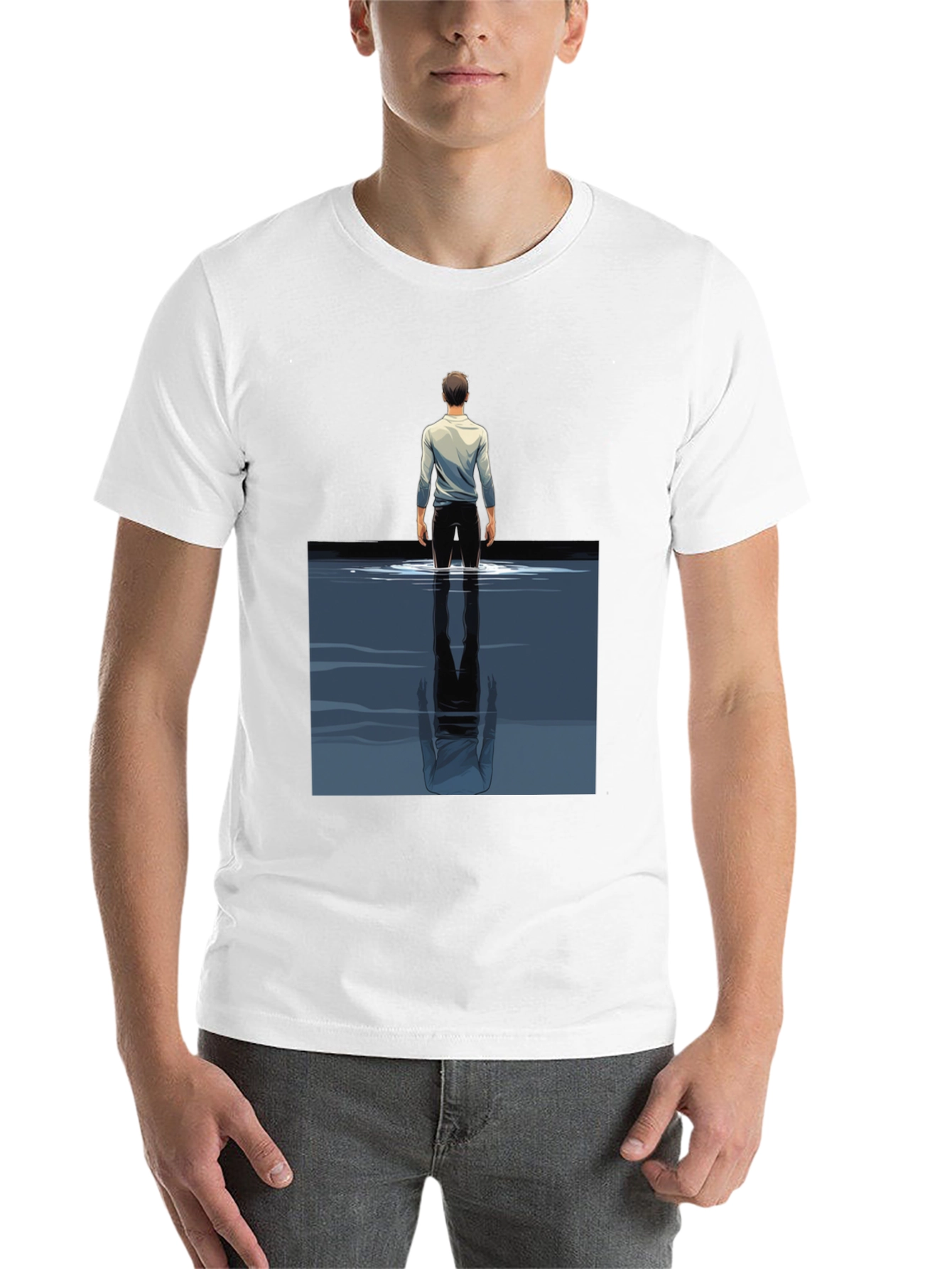 Black Reflective Water Graphic Tee - Stylish Men's Black T-Shirt view 14