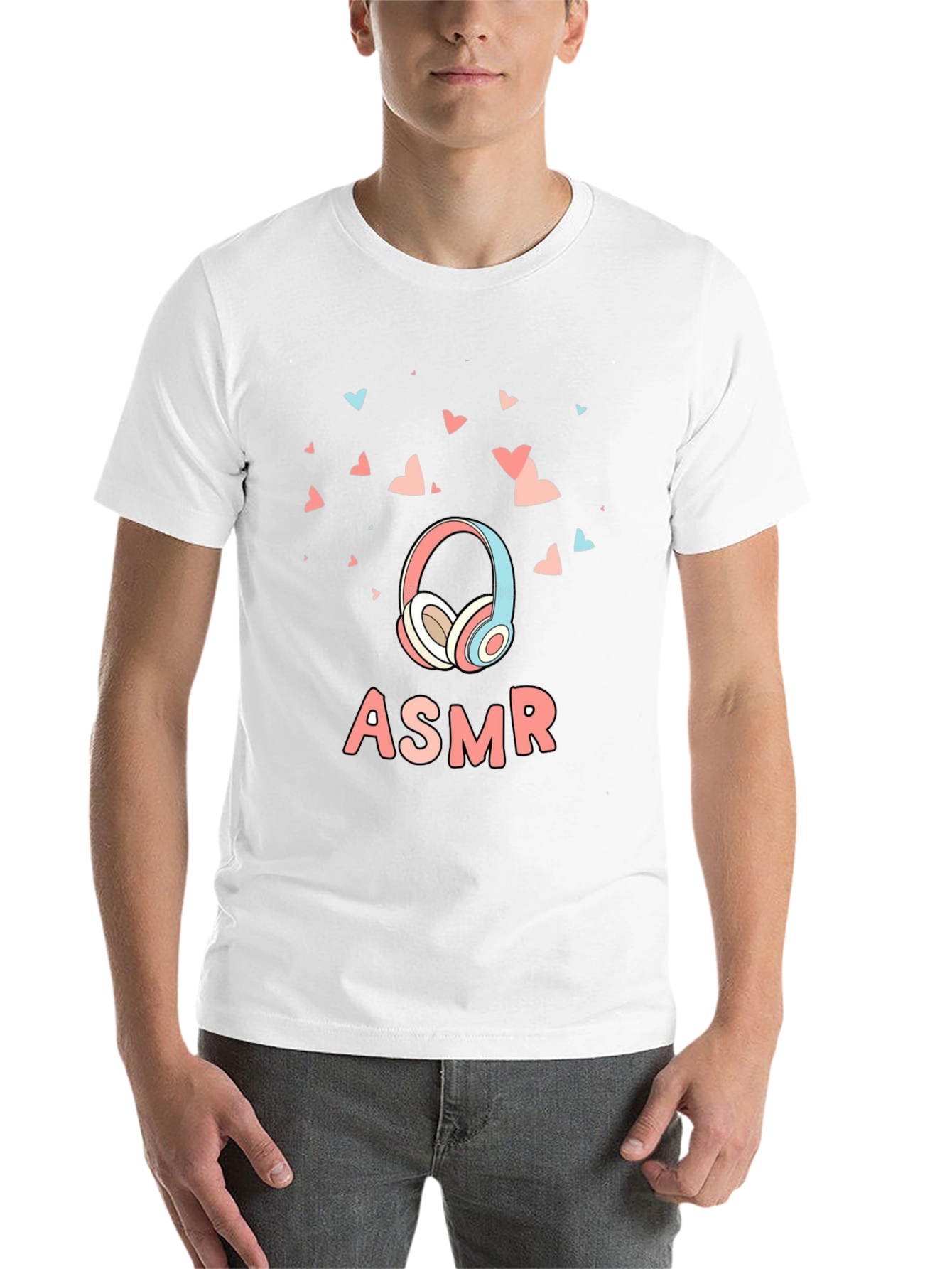 Black ASMR Headphones Graphic Tee - Sensory Relaxation Shirt view 14