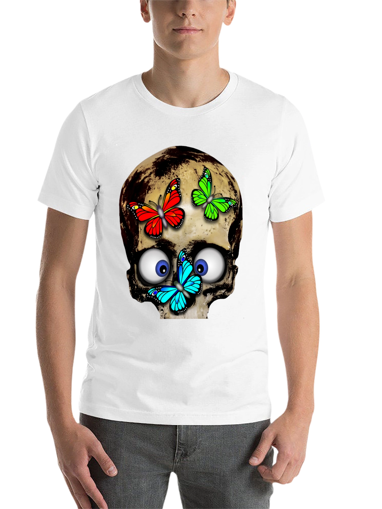 Black Skull & Butterflies Graphic Tee - Black view 14