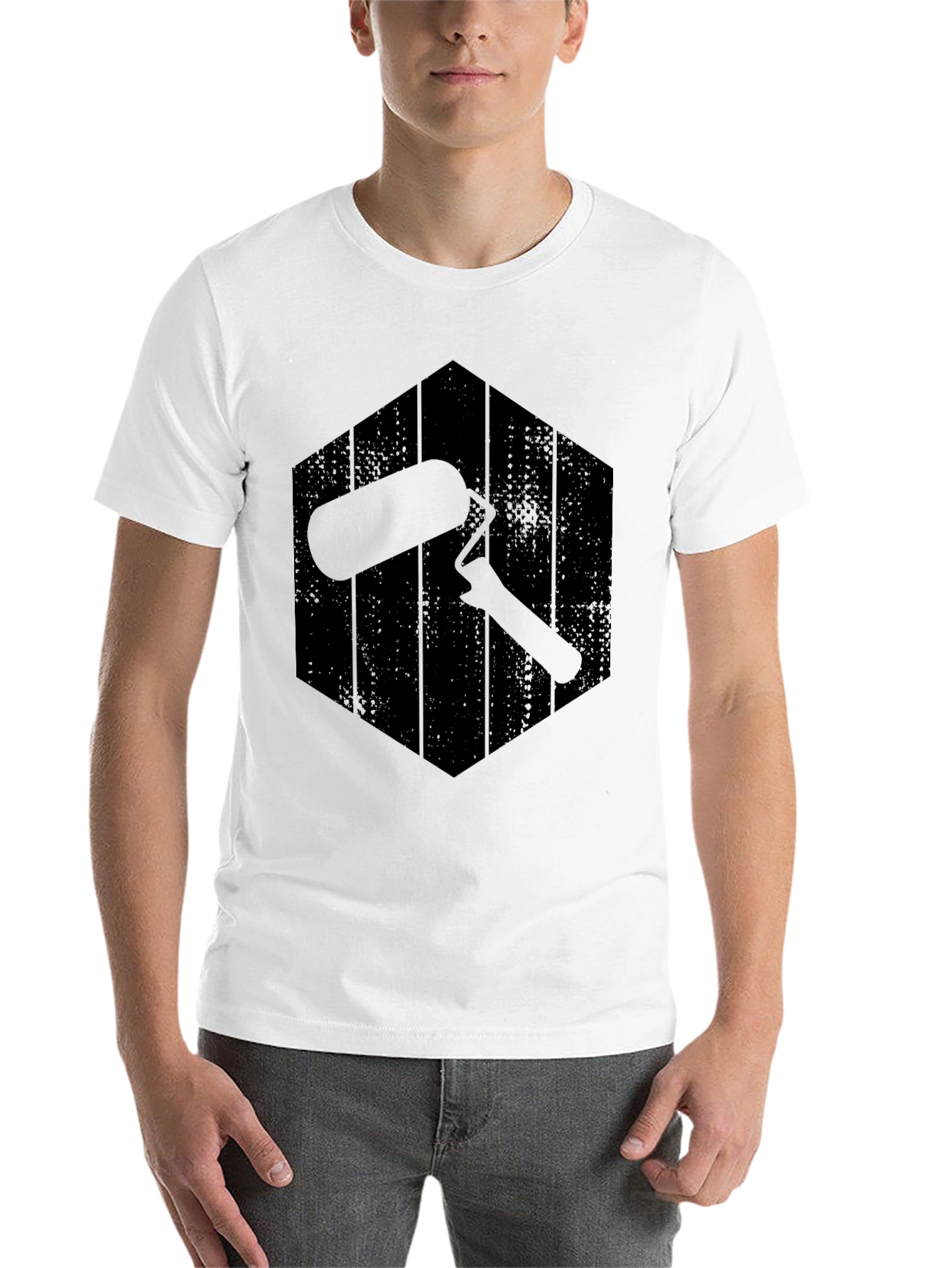 Black Painter's Roller Graphic Tee - Black Crew Neck view 14