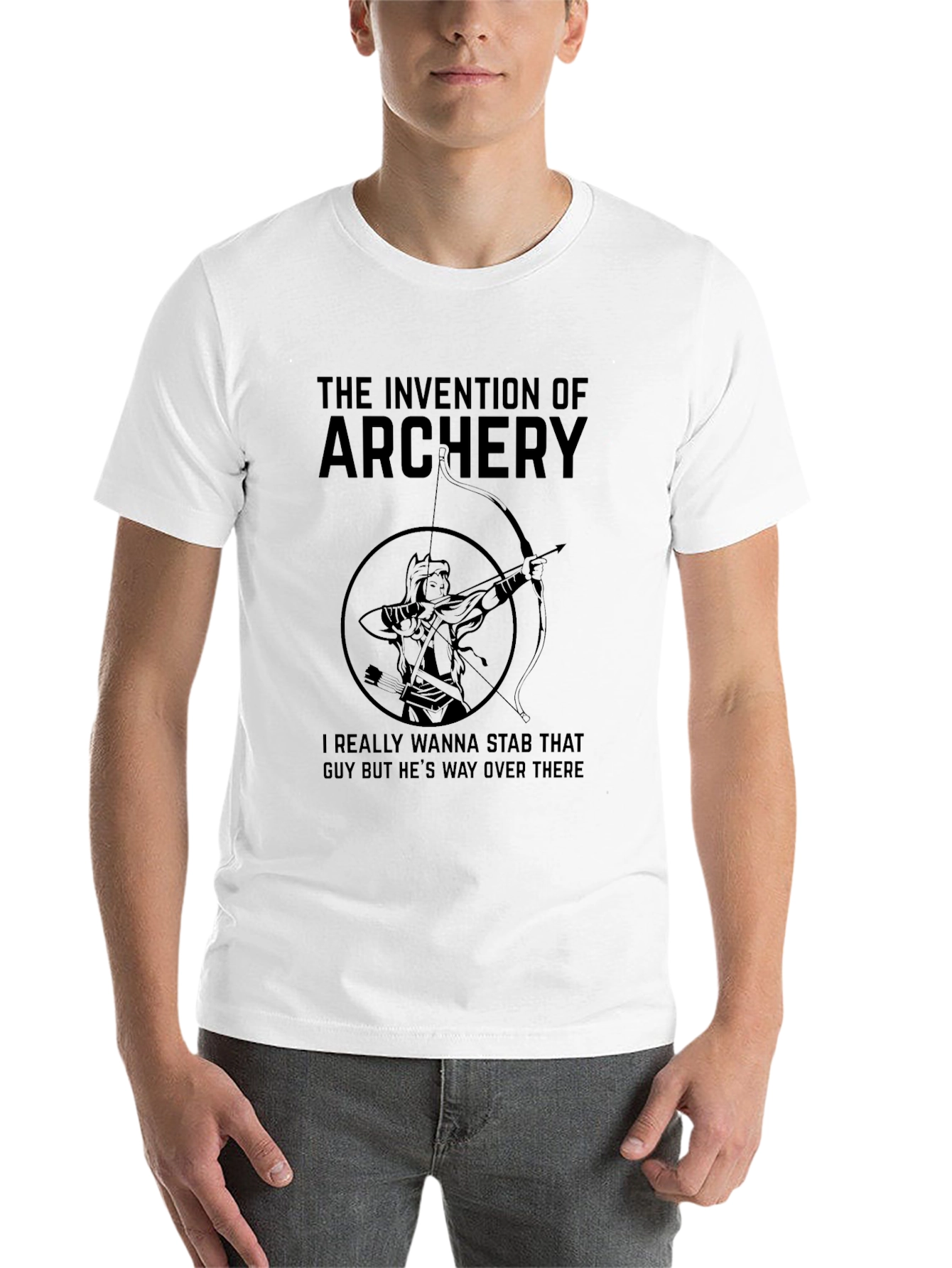 Black Archery Invention Graphic T-Shirt - Funny Archer Tee view 14
