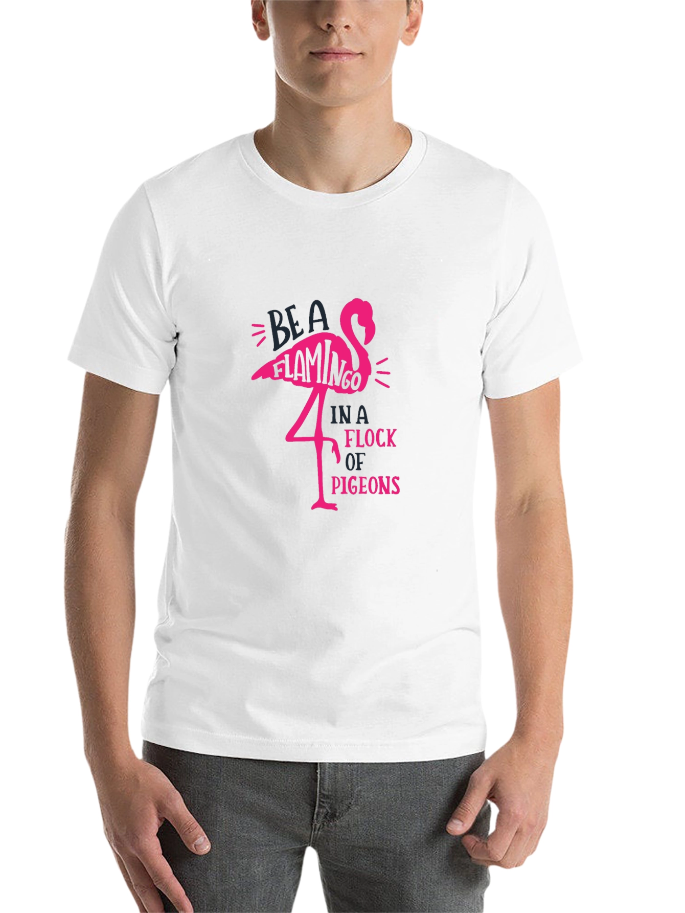 Black Be A Flamingo T-Shirt - Unique Graphic Tee view 14