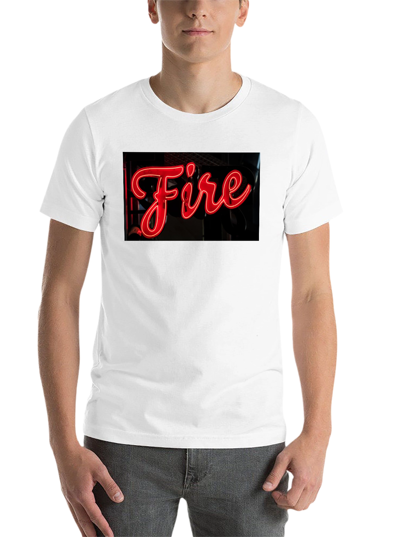 Black Fiery Graphic Tee - Neon Sign Black T-Shirt view 14