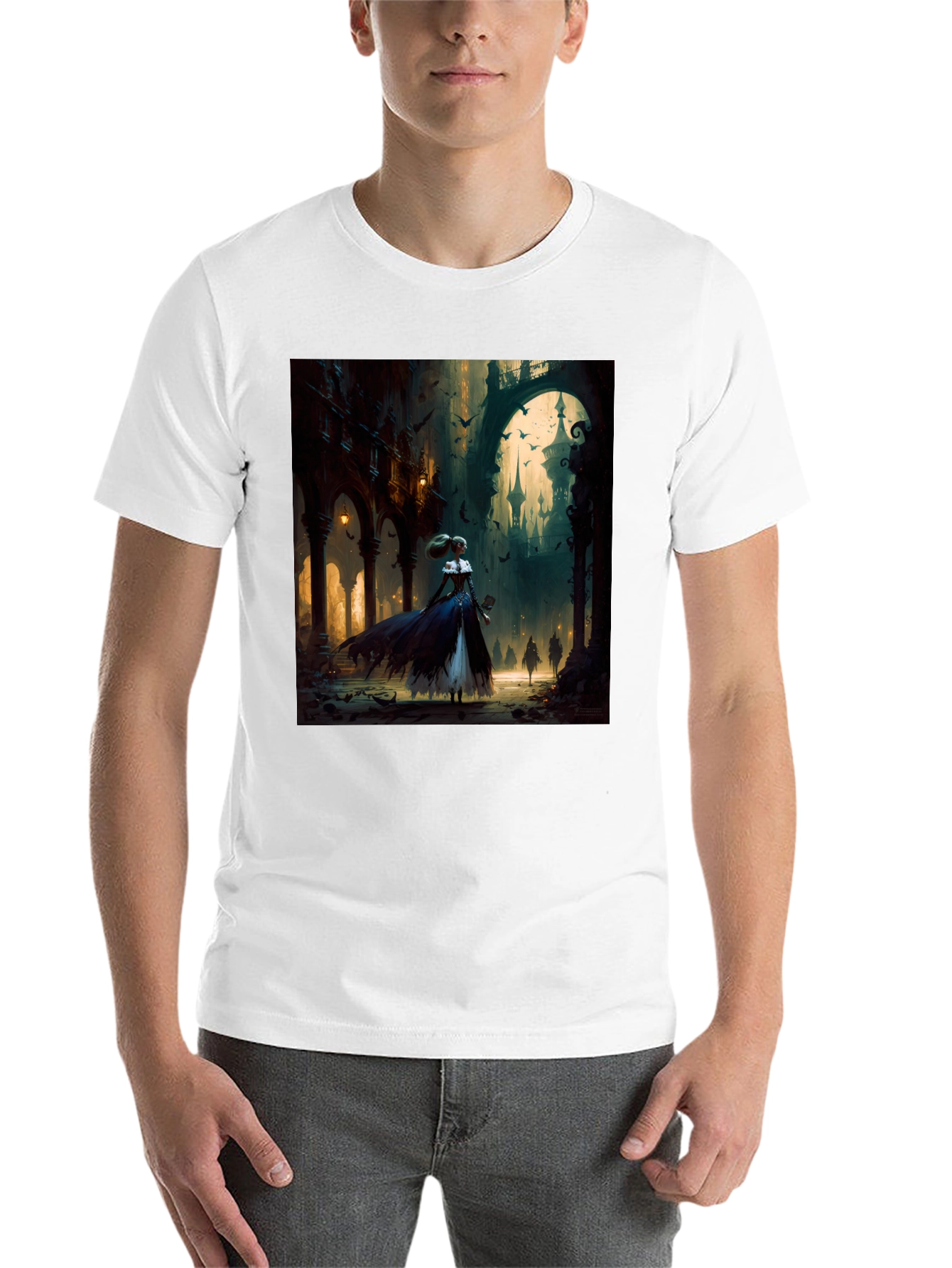 Black Gothic Fantasy T-Shirt - Dark Castle Design view 14