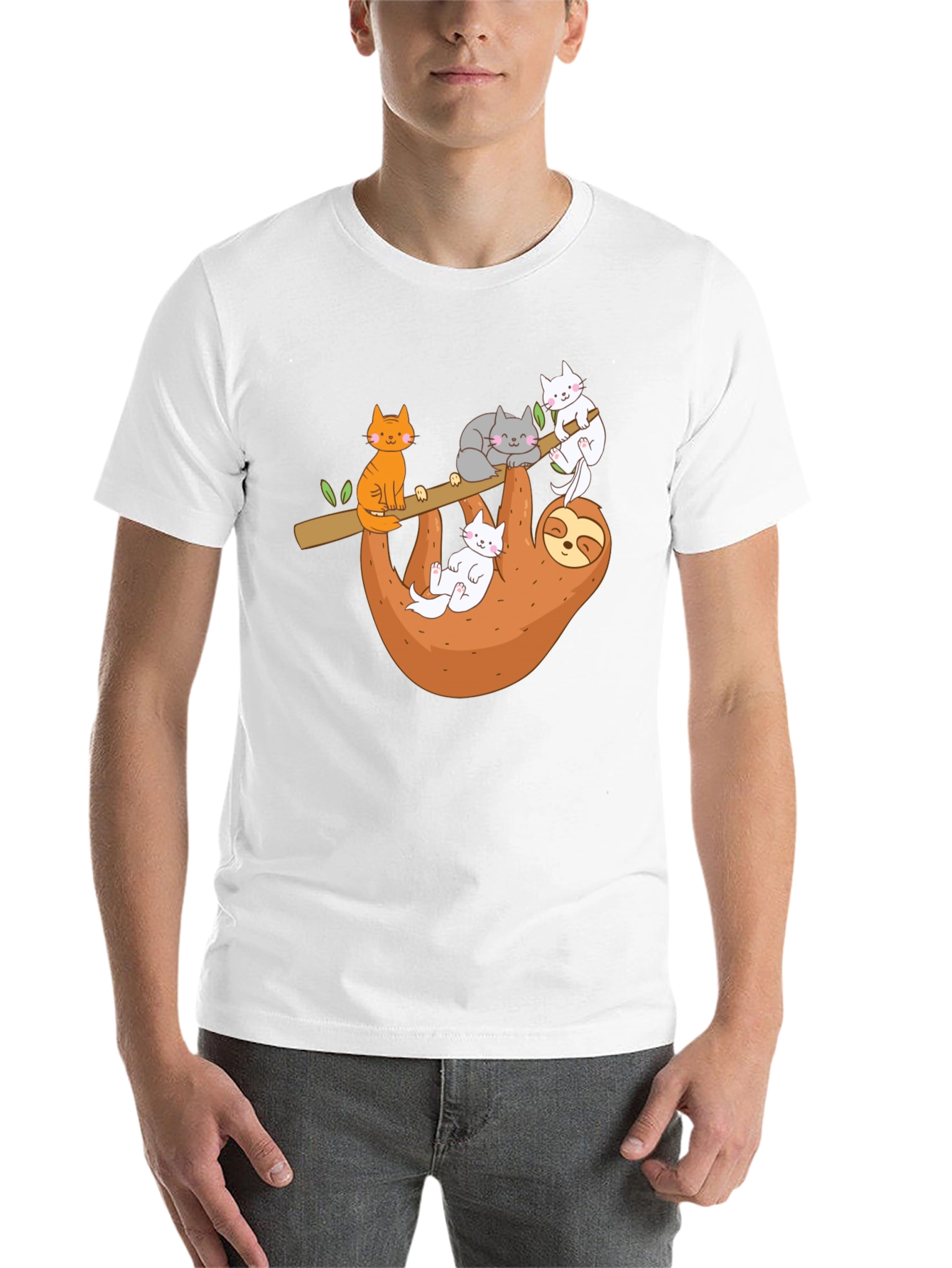 Black Sloth & Cats Graphic Tee - Relaxed Style view 14