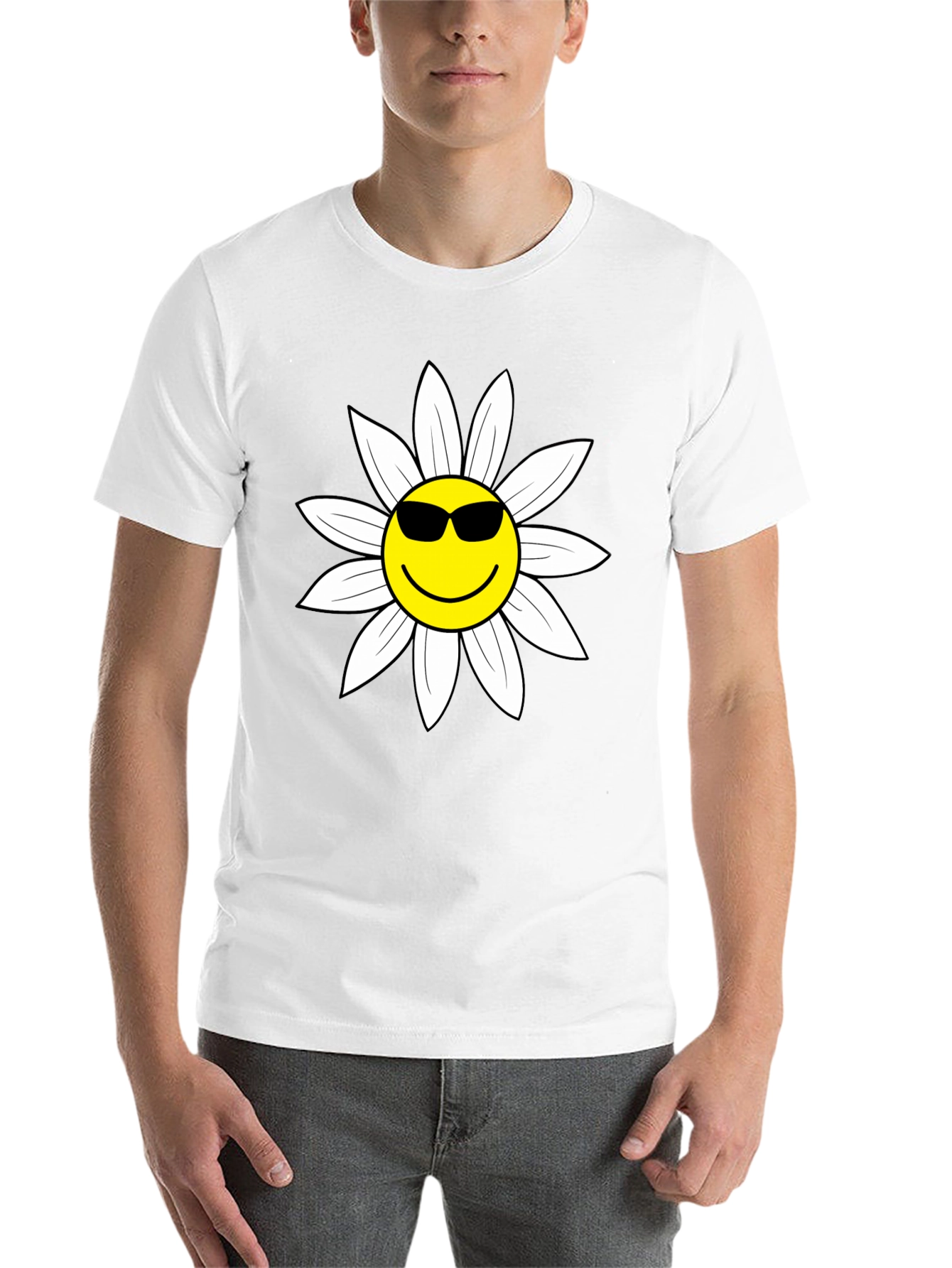 Black Daisy Face Graphic Tee - Black view 14