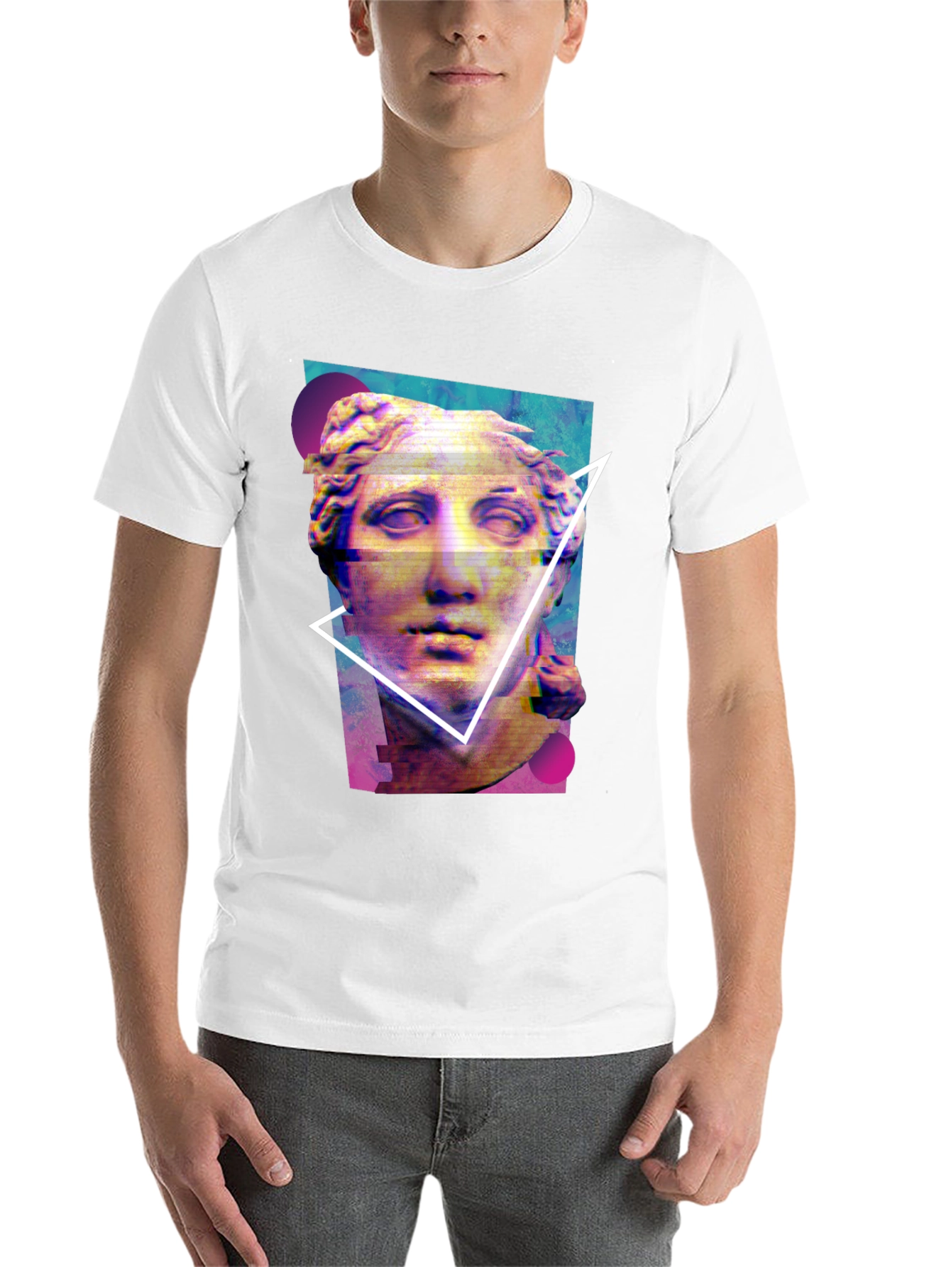 Black Statue Graphic Tee - Artistic Glitch Style view 14