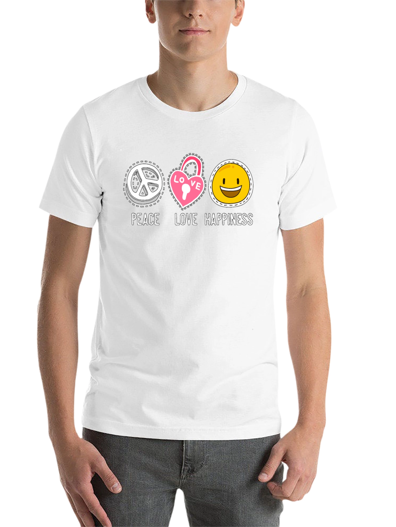 Black Peace Love Happiness Graphic Tee view 14
