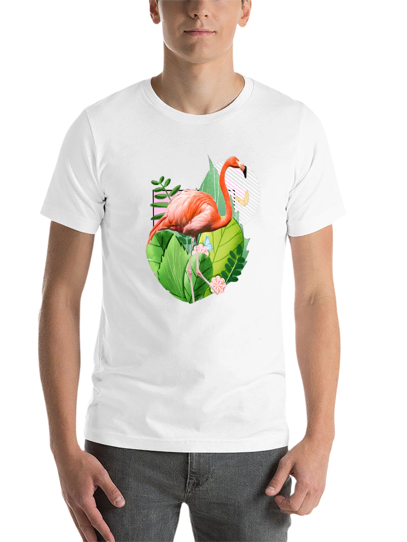 Black Tropical Flamingo Graphic Tee view 14