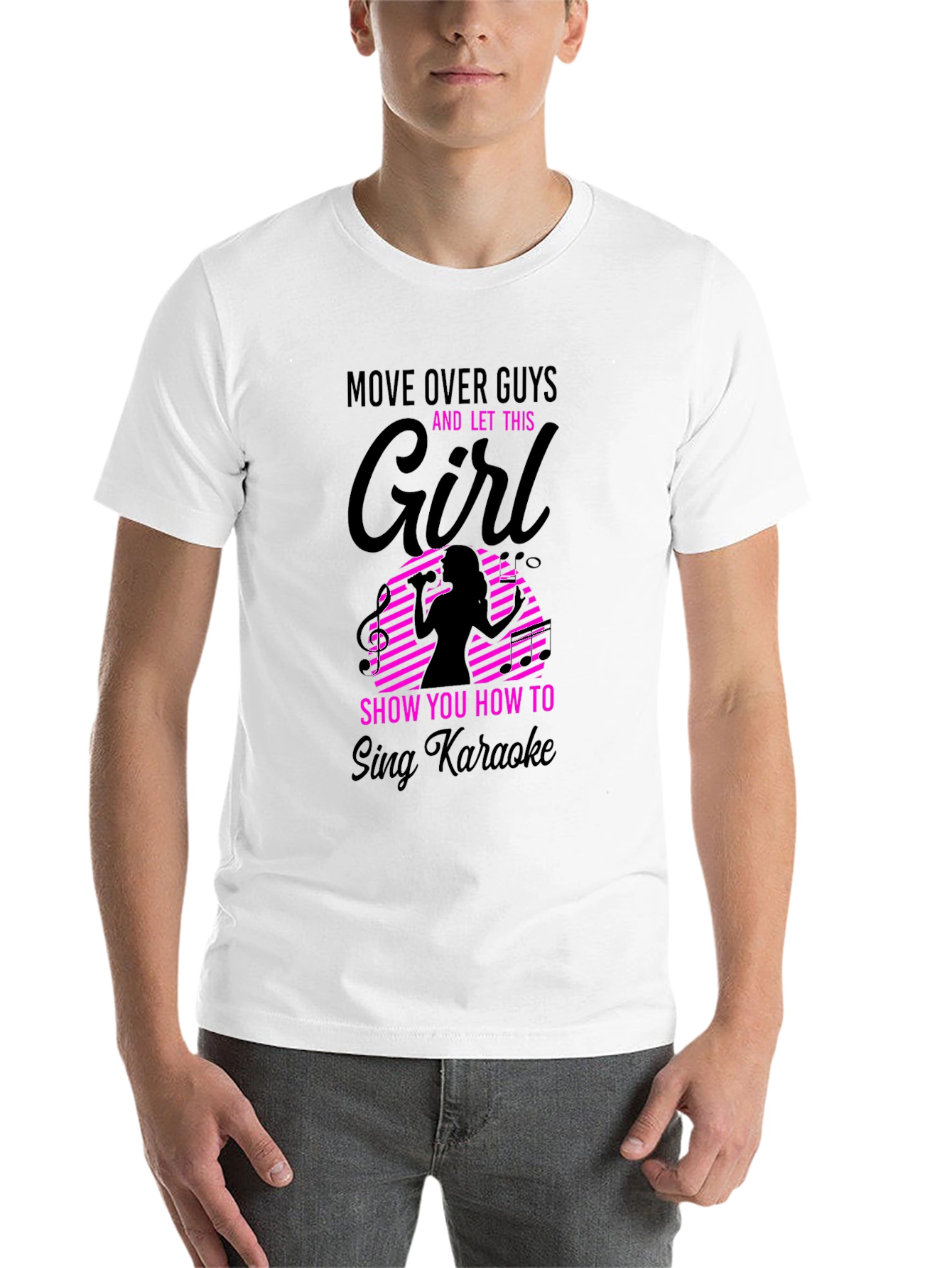 Black Move Over Guys Karaoke Girl Graphic Tee view 14