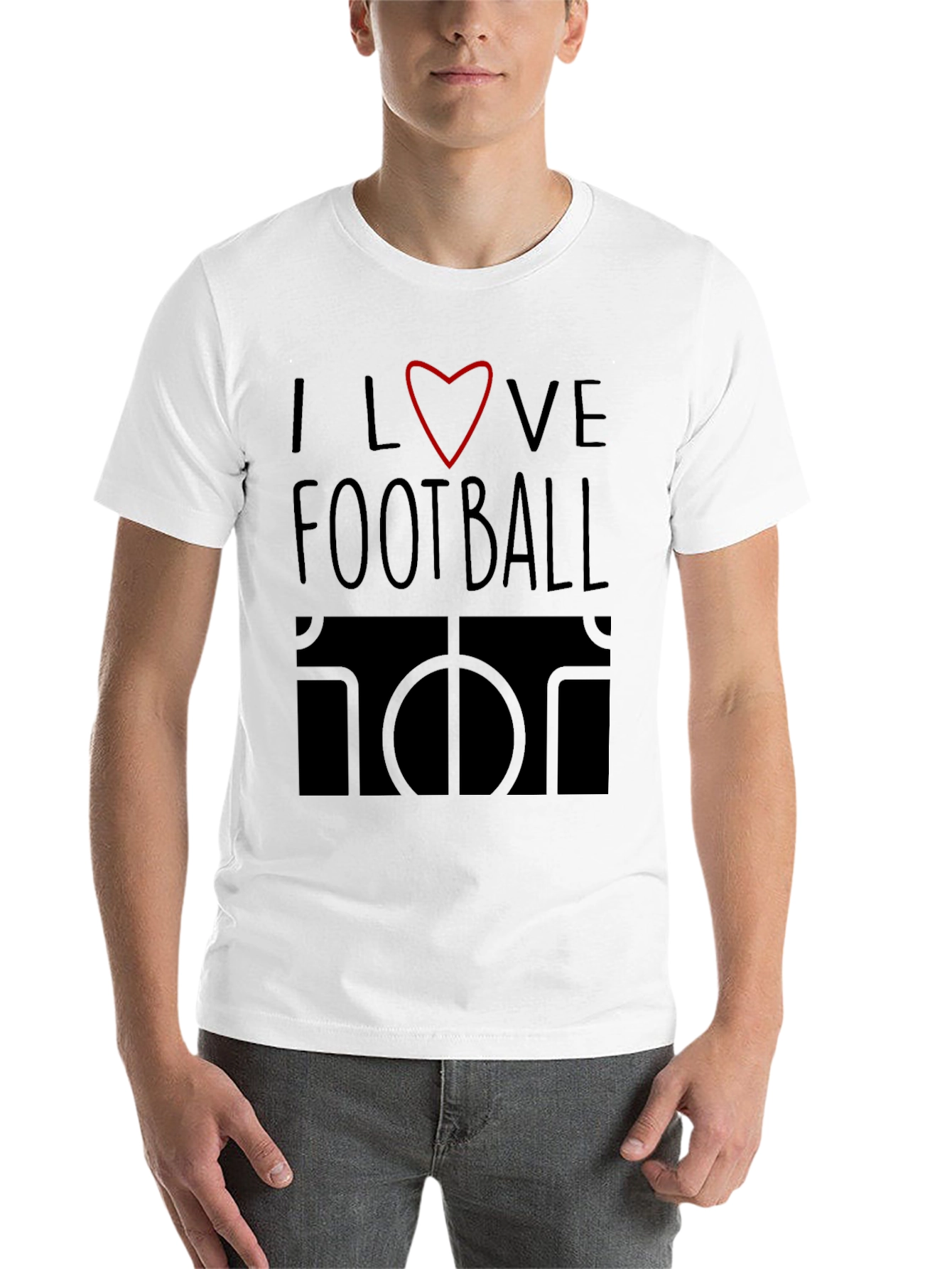 Black I Love Football Graphic Tee - Black Cotton T-Shirt view 14