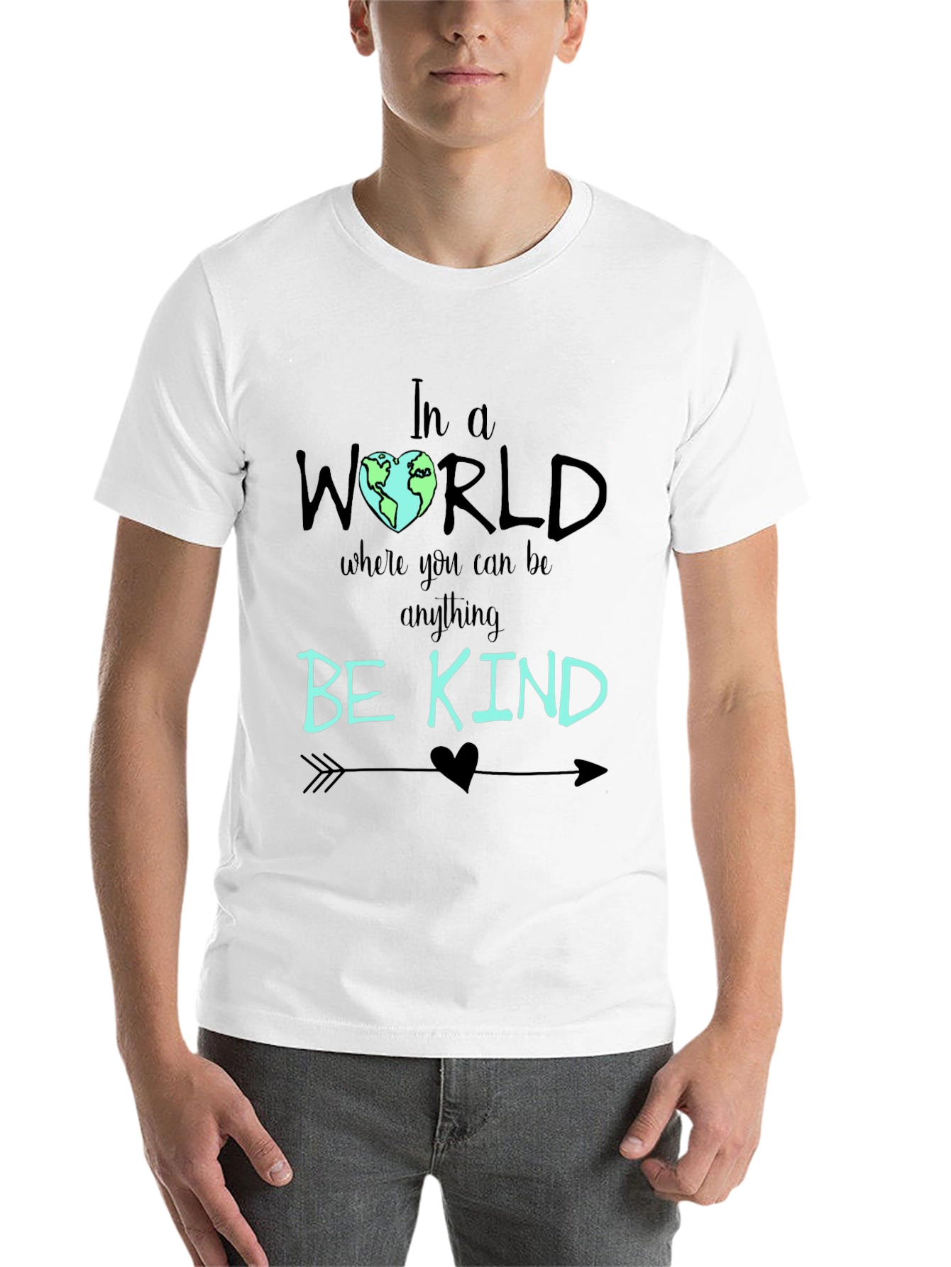Black Be Kind T-Shirt - World Heart Graphic Tee view 14