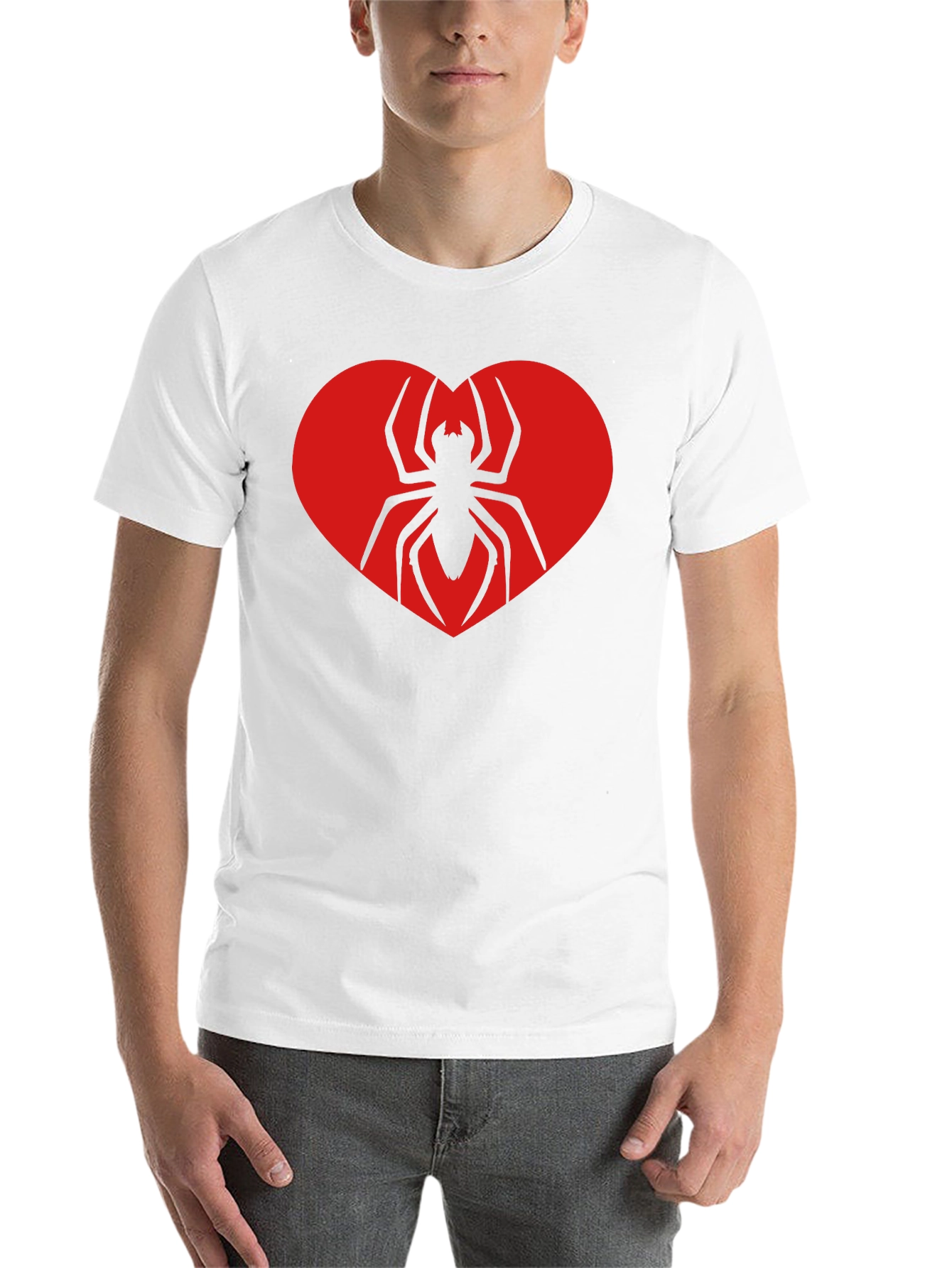 Black Spider Heart Graphic Tee - Black Cotton T-Shirt view 14