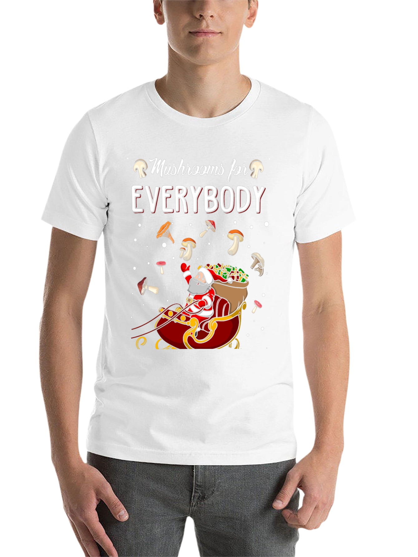 Black Mushroom Lovers Santa Sleigh Graphic Tee view 14