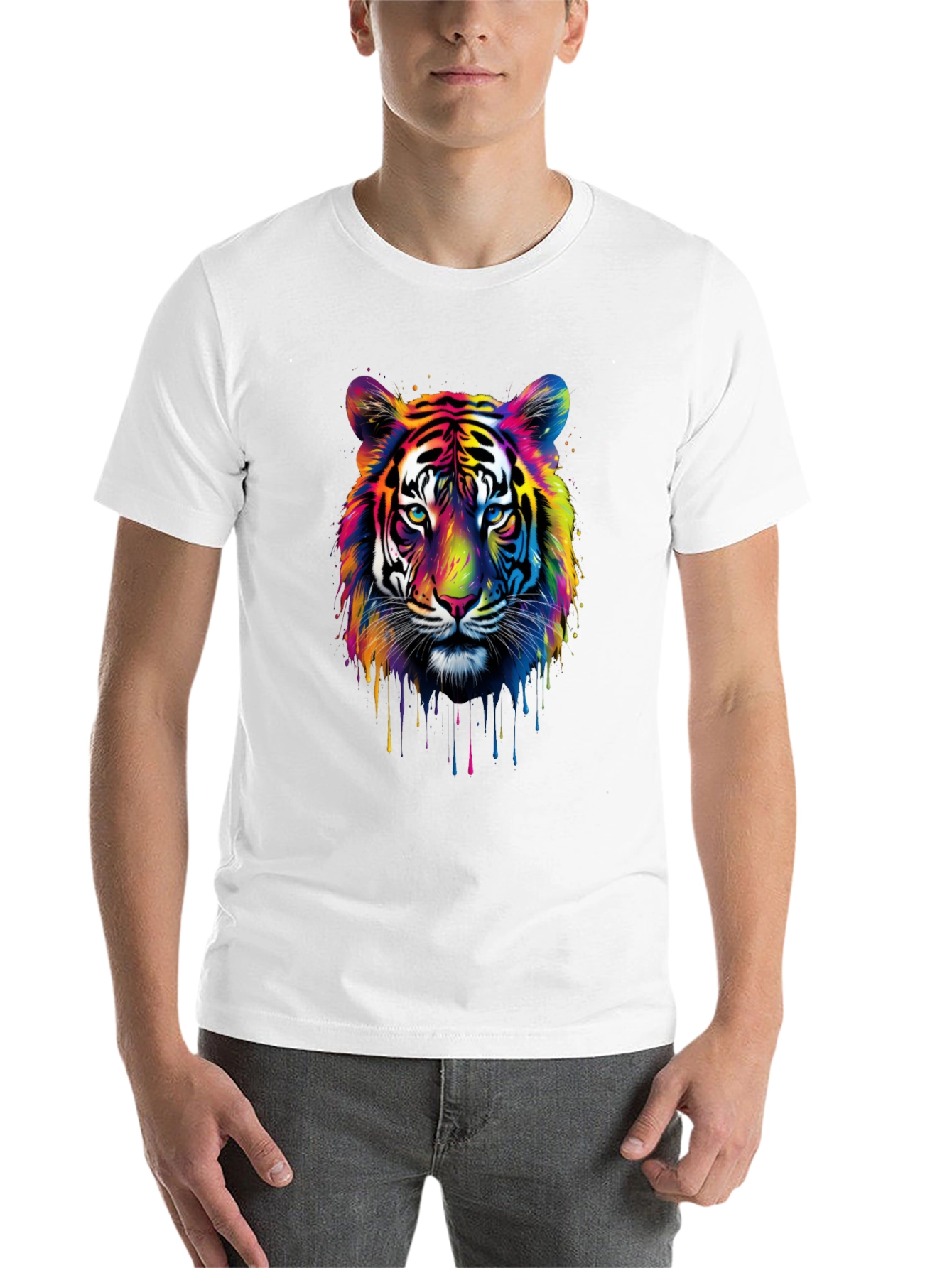Black Colorful Tiger Graphic T-Shirt view 14