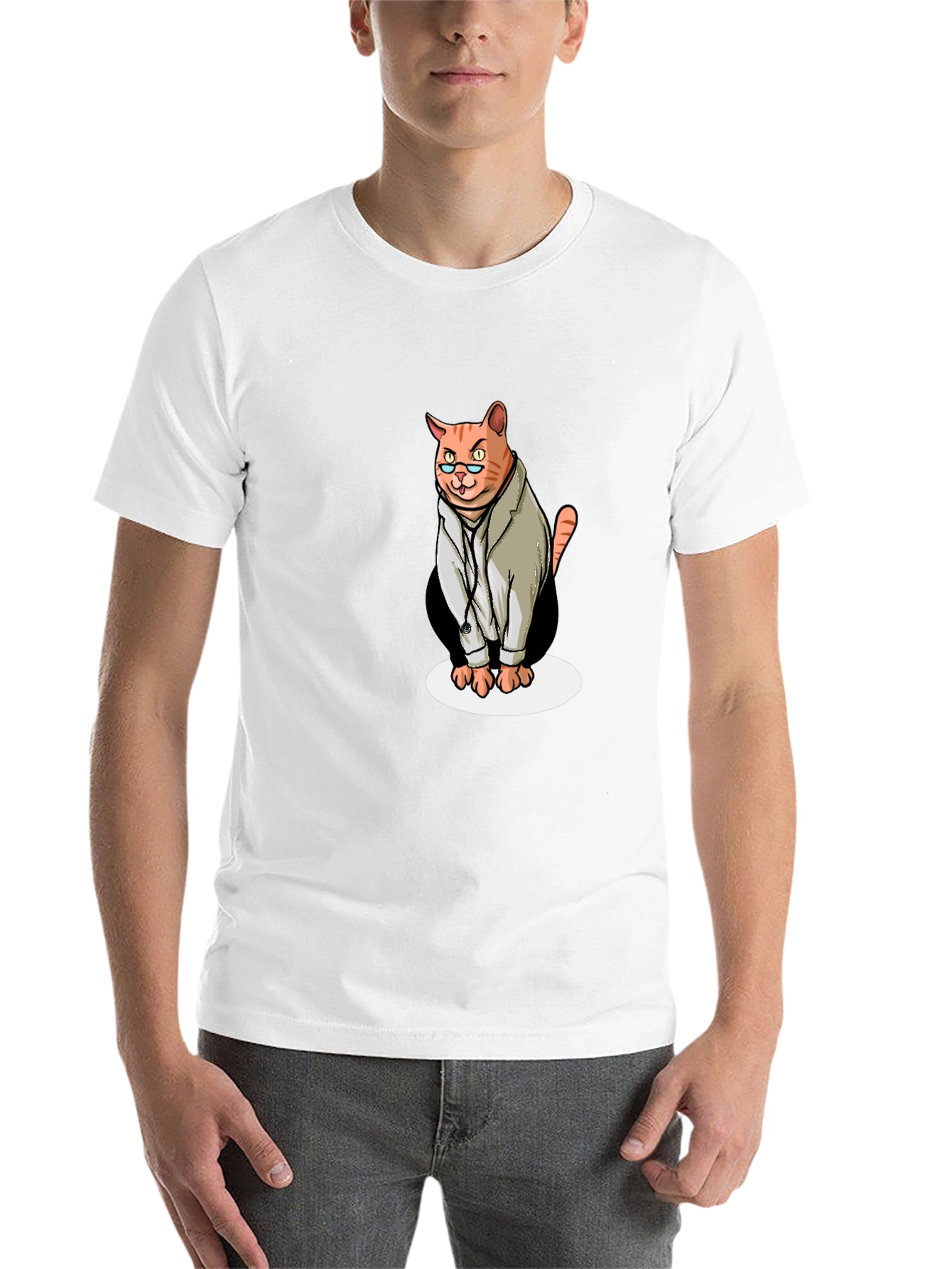 Black Doctor Cat Graphic T-Shirt - Funny Novelty Tee view 14