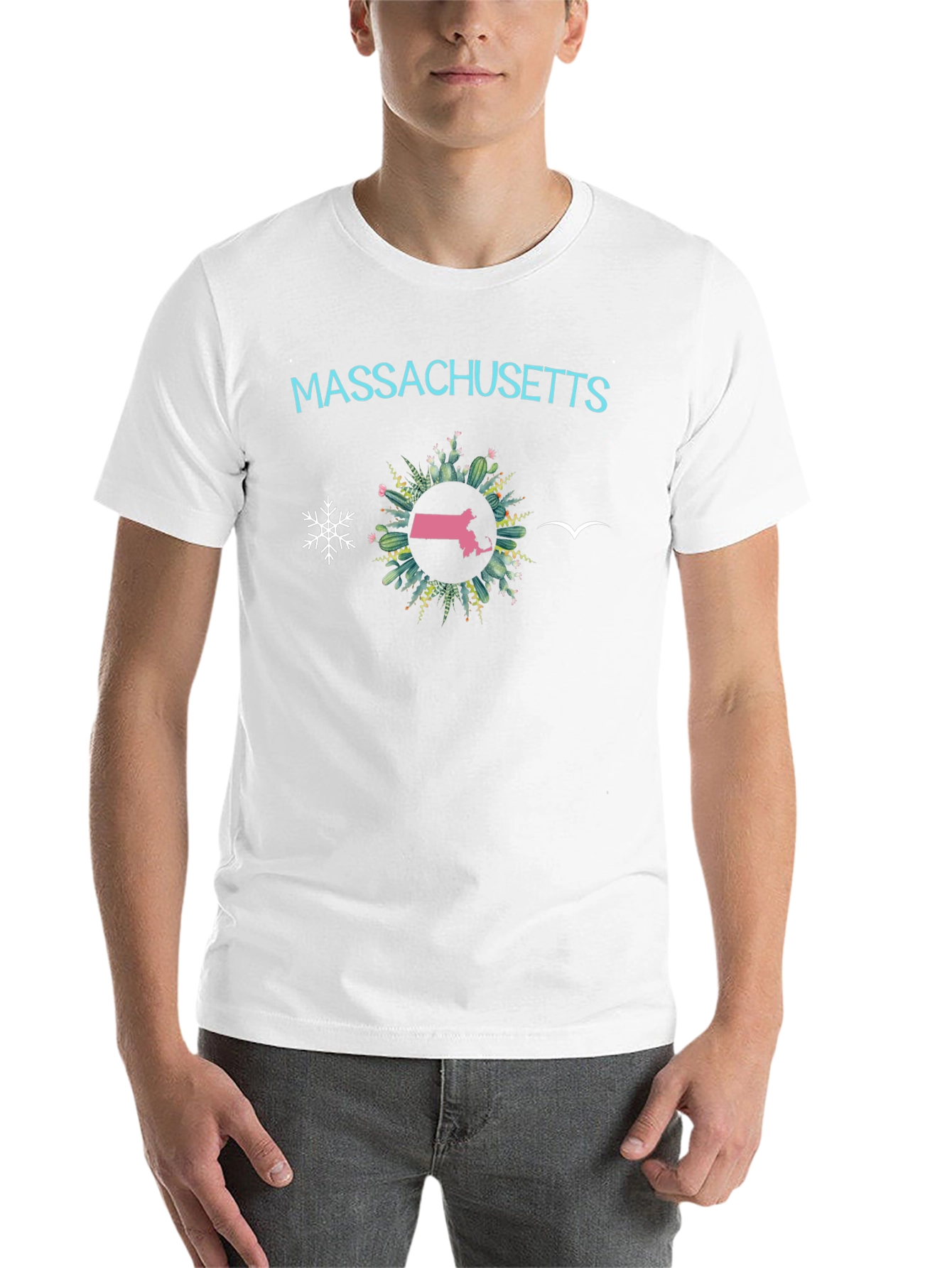 Black Massachusetts Graphic Tee - Cactus & State Pride! view 14