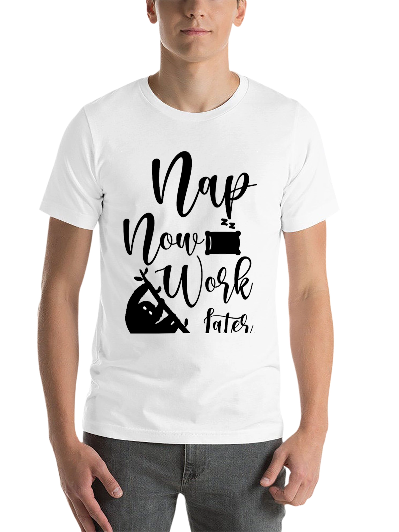 Black Nap Now Work Later Men's Graphic Tee view 14