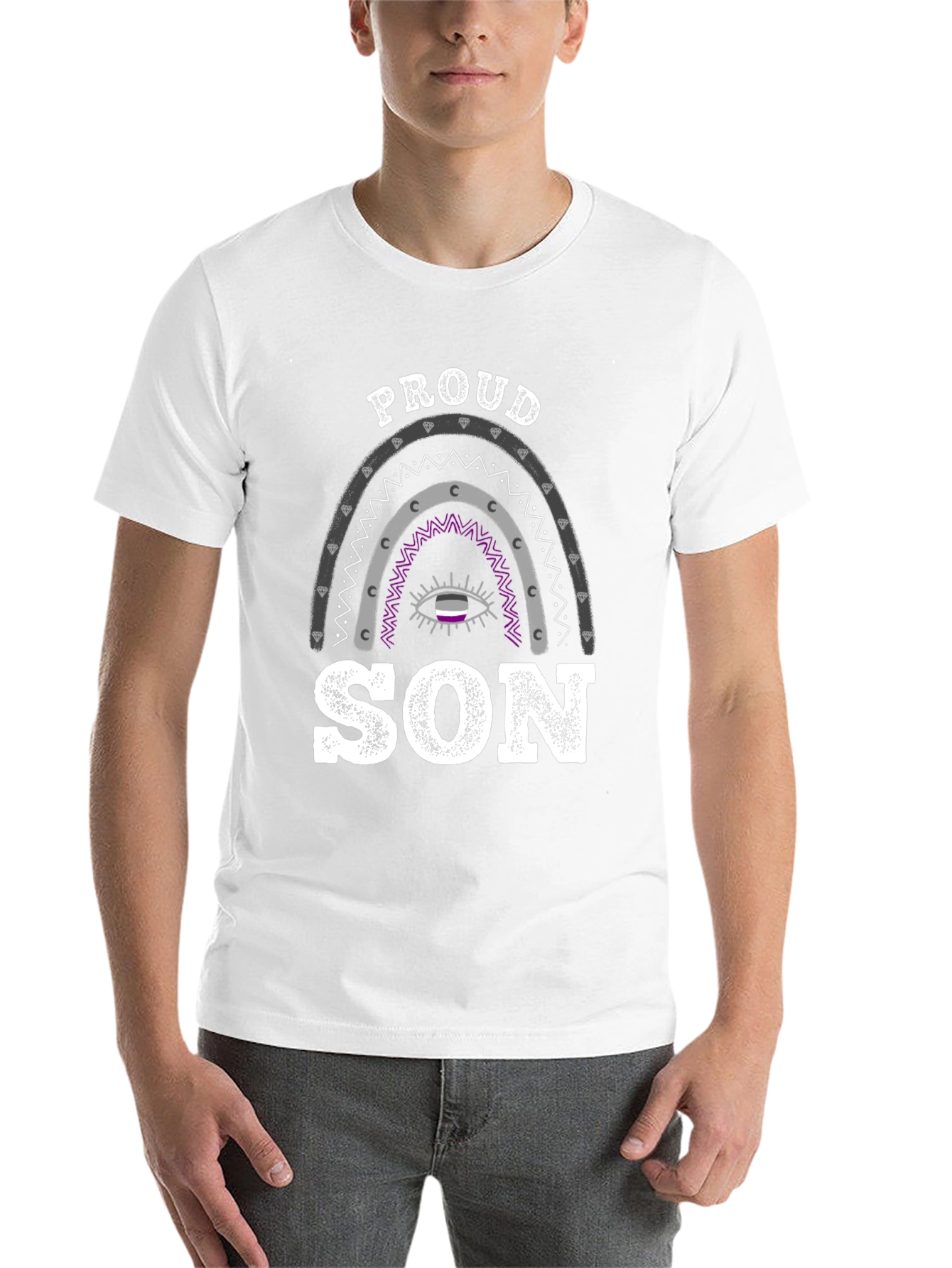 Black Proud Son Asexual Pride T-Shirt view 14