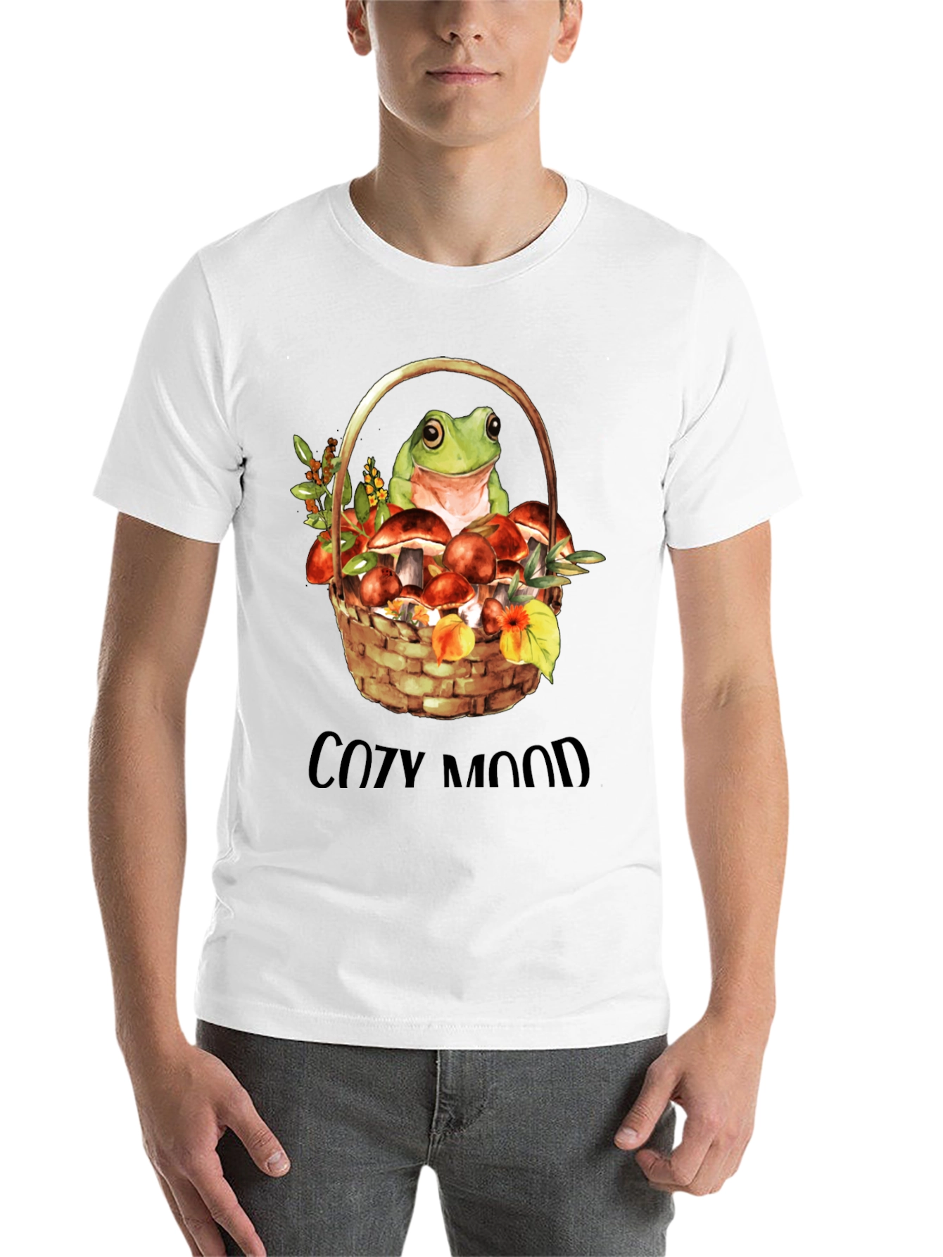 Cozy Mood Frog & Mushroom Basket Graphic Tee - 14