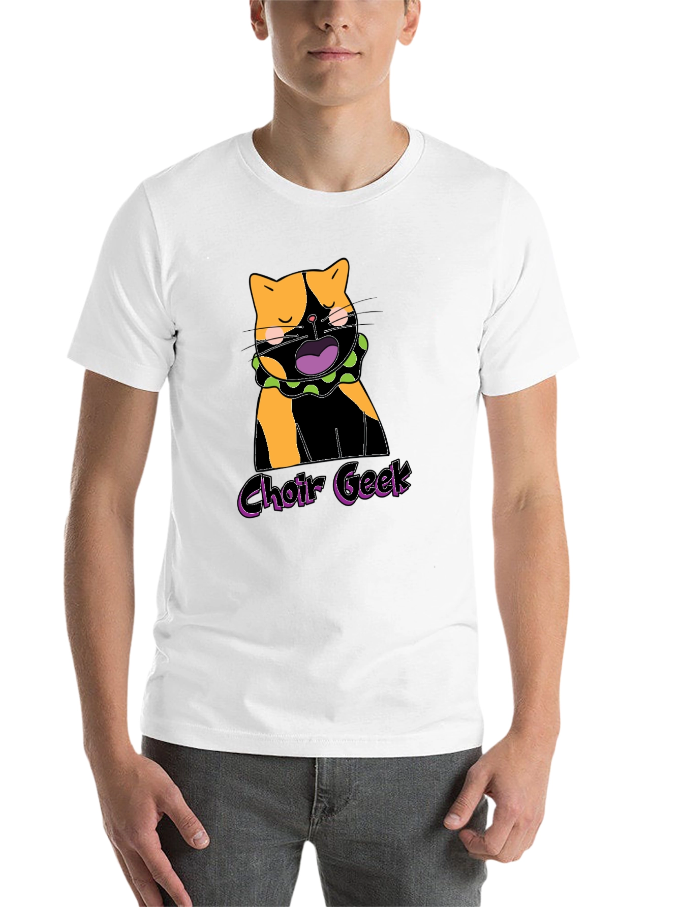 Black Choir Geek Cat Graphic Tee - Black Cotton T-Shirt view 14