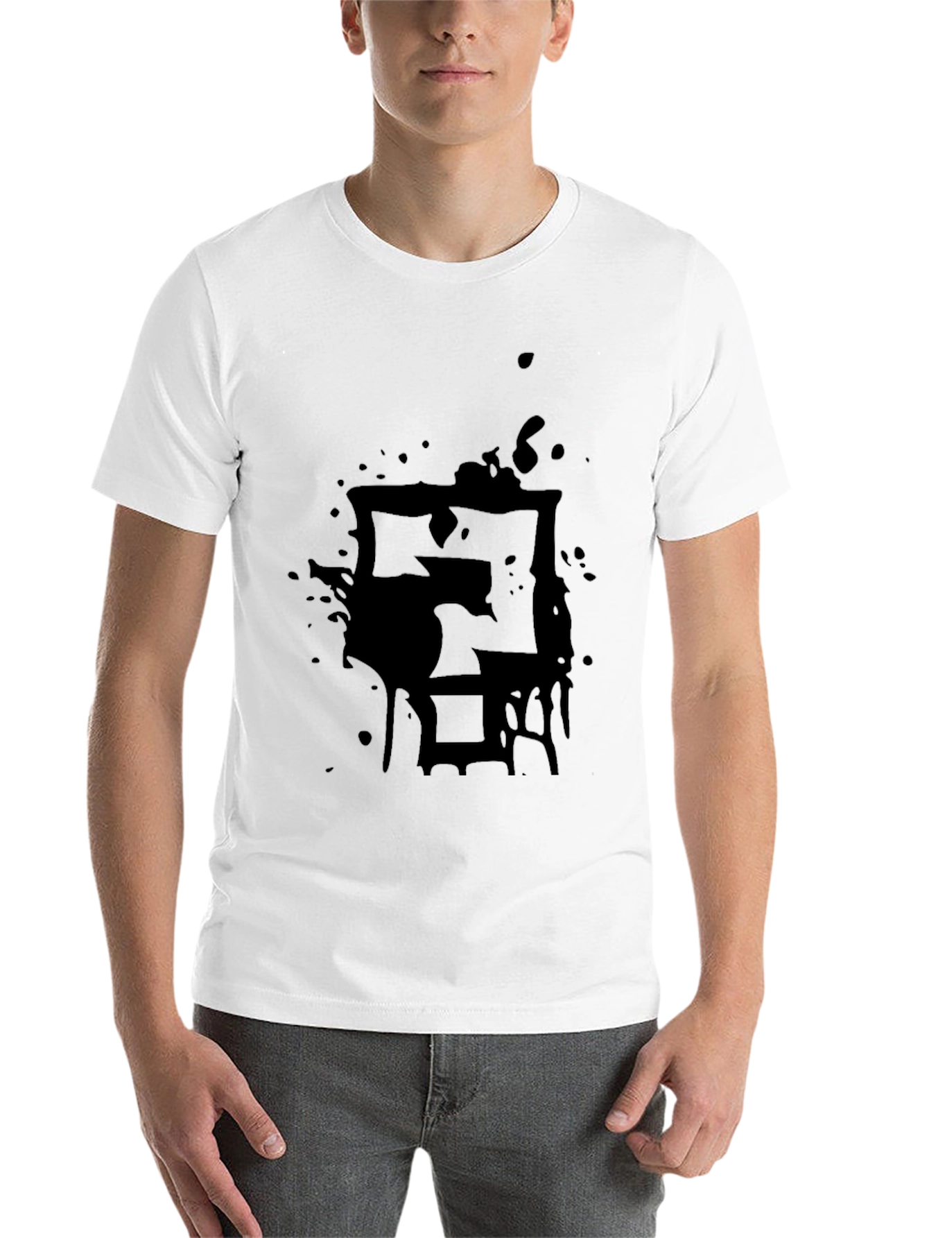 Black Men's Black Graphic Tee - Abstract Design view 14