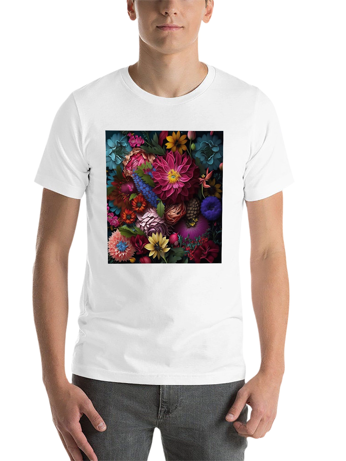 Black Floral Print Black T-Shirt view 14