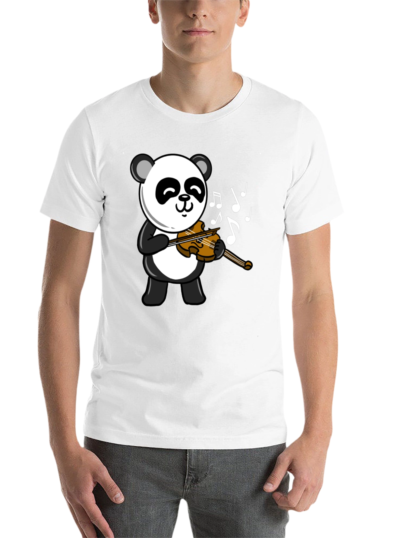 Black Panda Violinist Graphic T-Shirt view 14