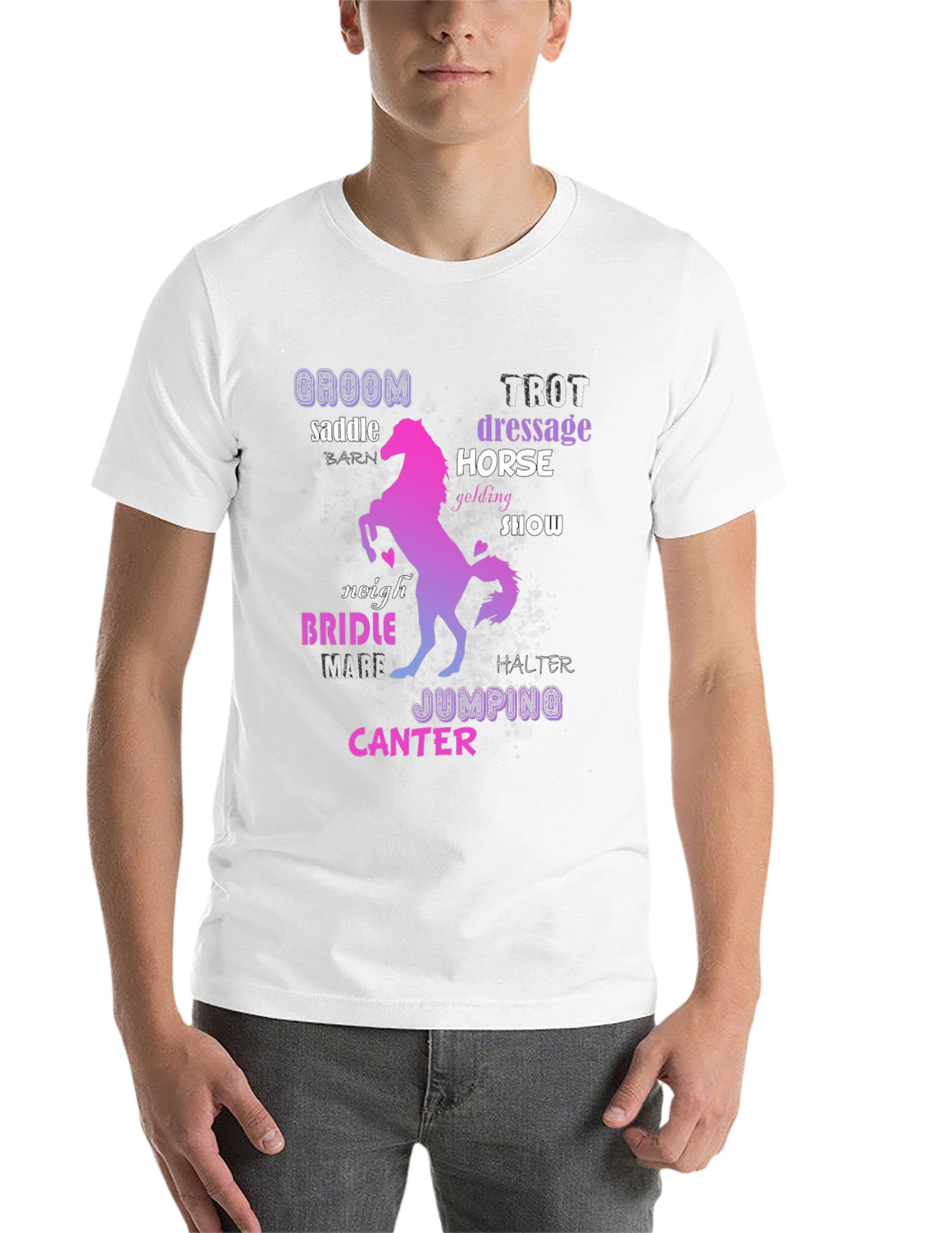 Black Equestrian Word Art T-Shirt view 14