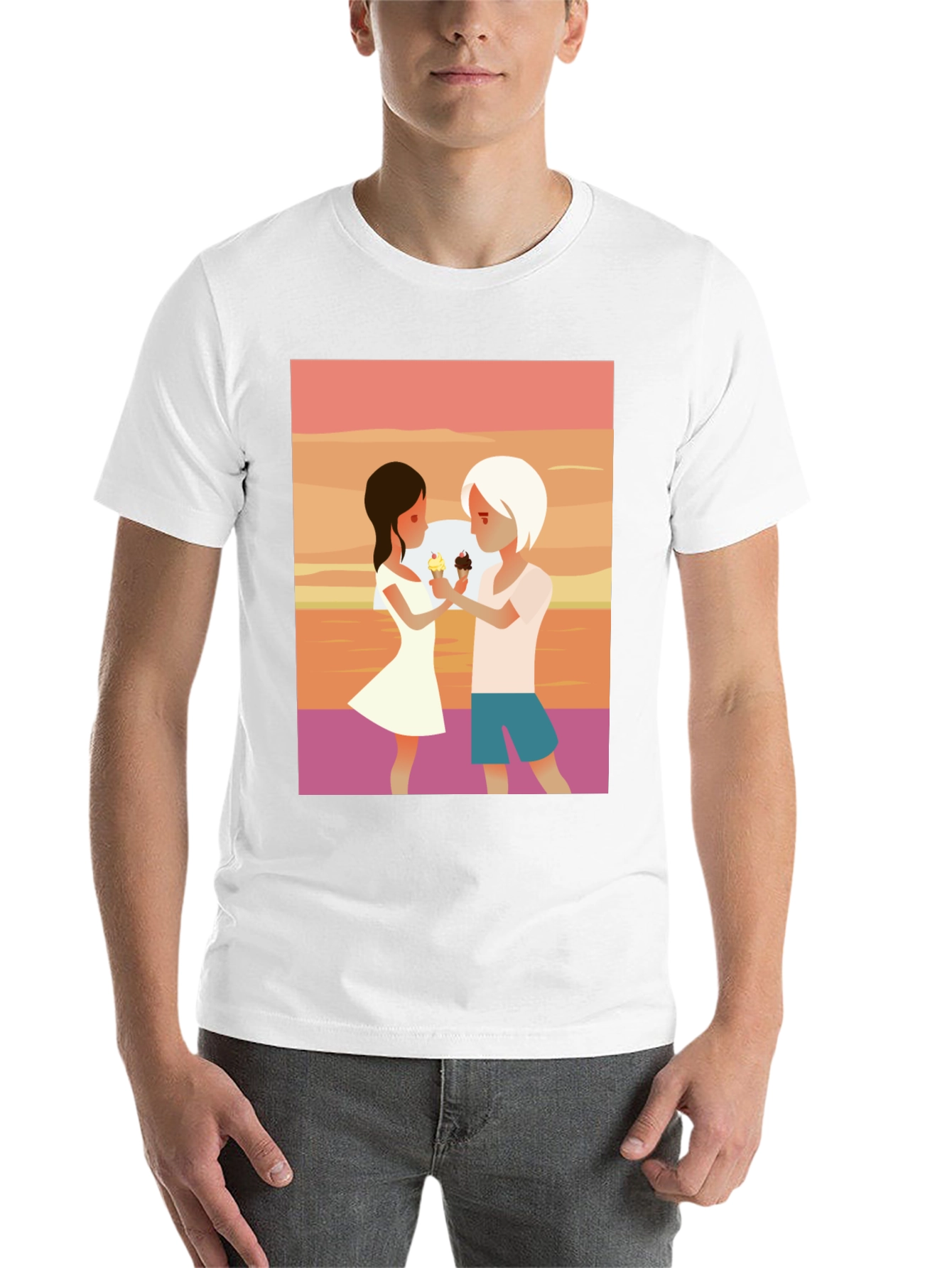 Black Couple Ice Cream Graphic T-Shirt - Unisex Casual Tee view 14