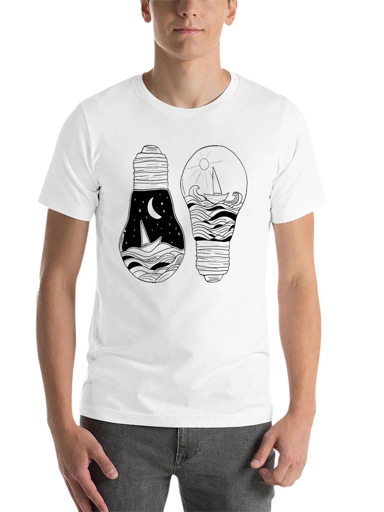 Black Dual Lightbulb Graphic Tee view 14