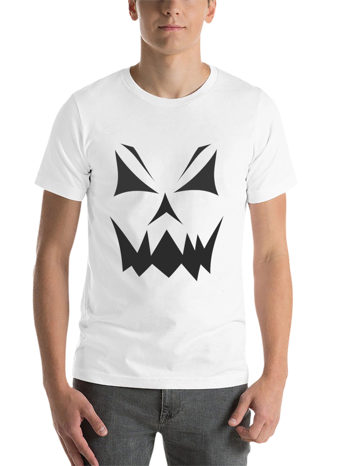 Black Men's Black Halloween Pumpkin Face T-Shirt view 14