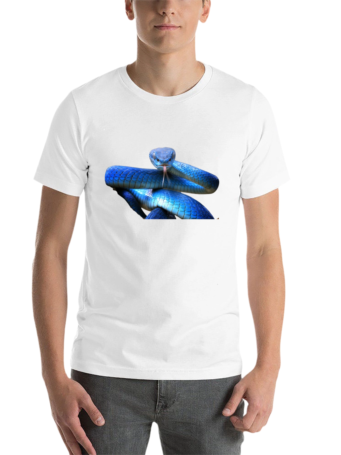 Black Blue Snake Graphic T-Shirt - Bold Reptile Design view 14