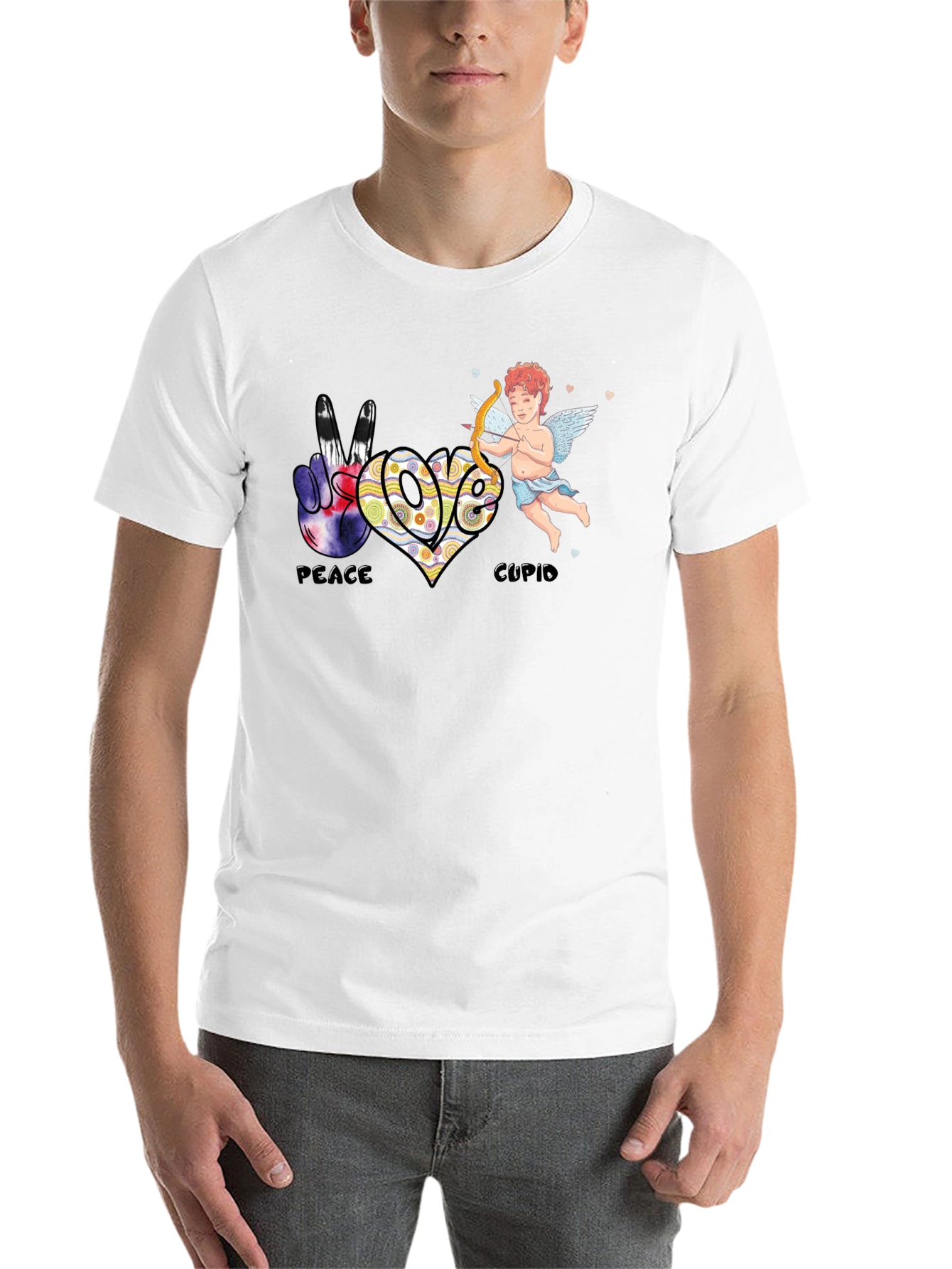 Black Peace Love Cupid T-Shirt view 14