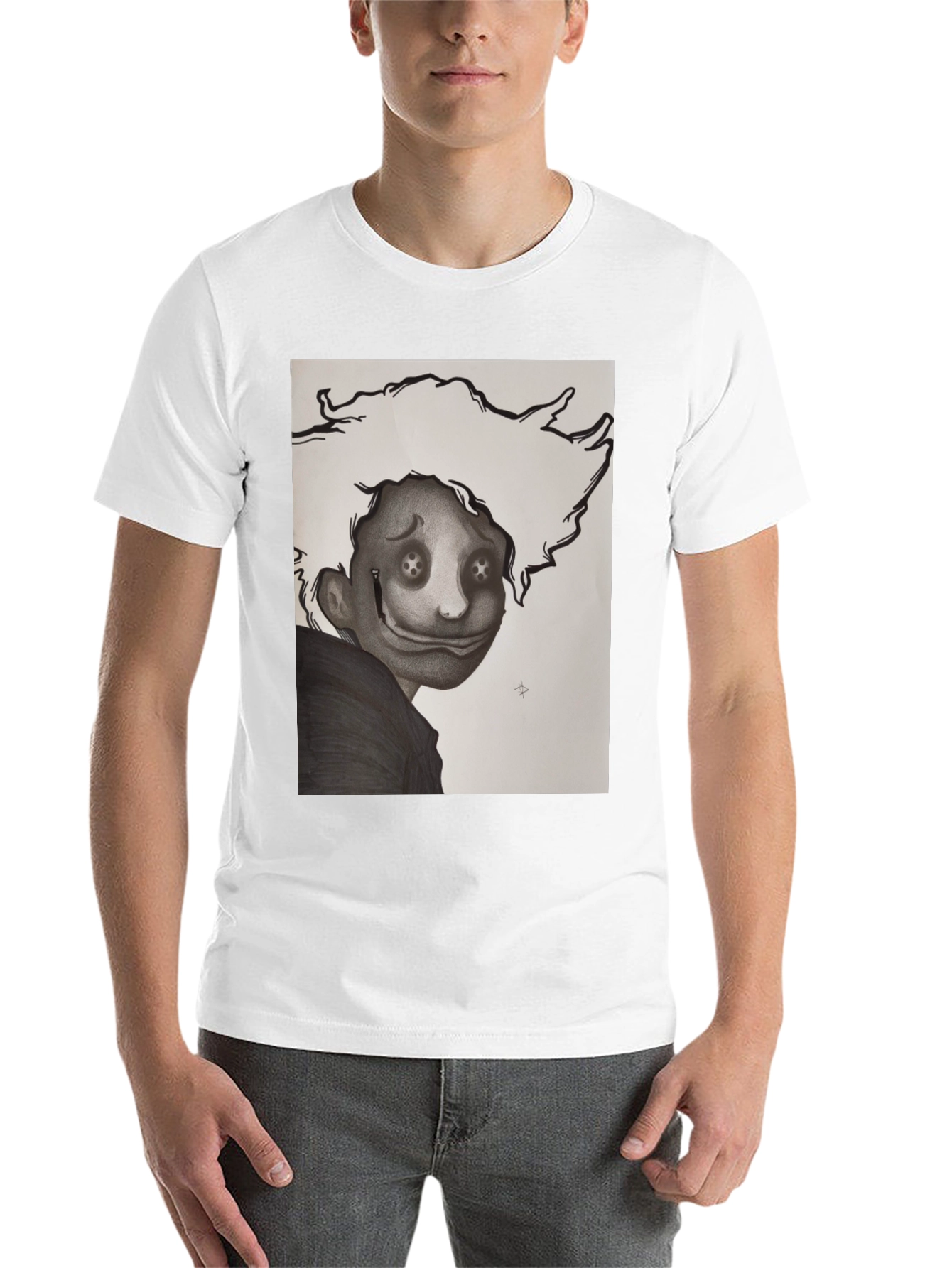 Black Creepy Cartoon Graphic T-Shirt view 14