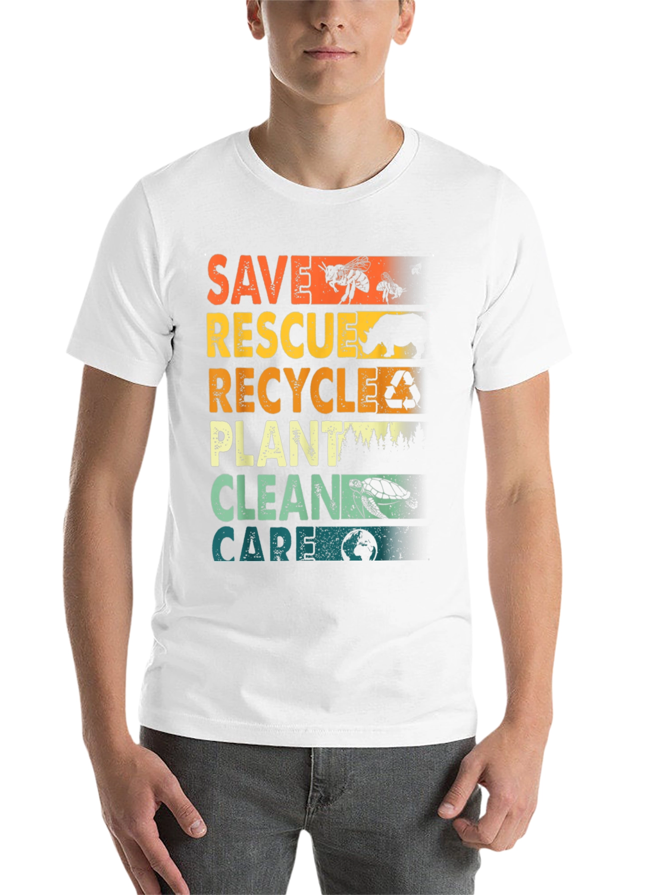 Black Eco-Friendly Save Rescue T-Shirt view 14