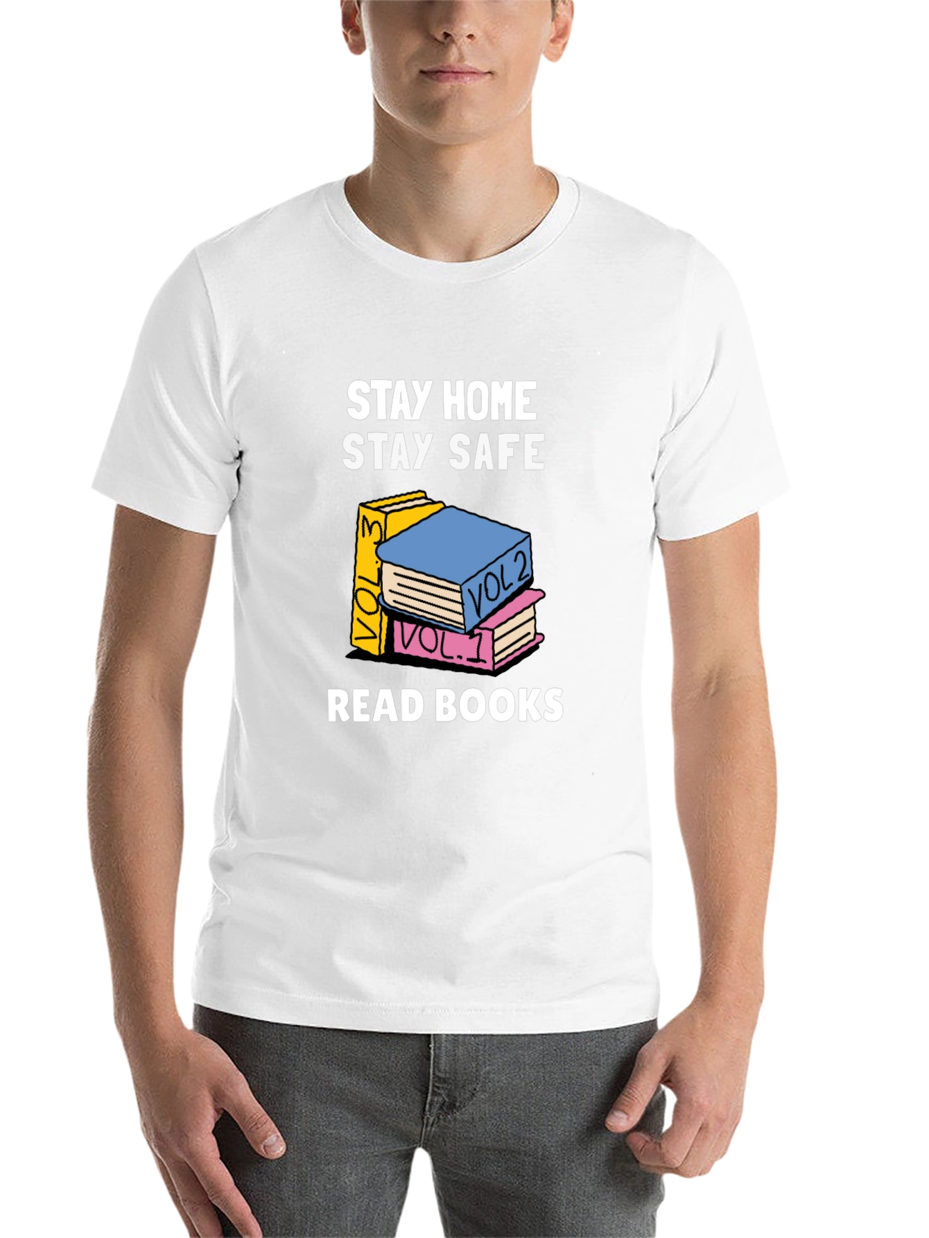 Black Stay Home, Stay Safe, Read Books Graphic T-Shirt view 14