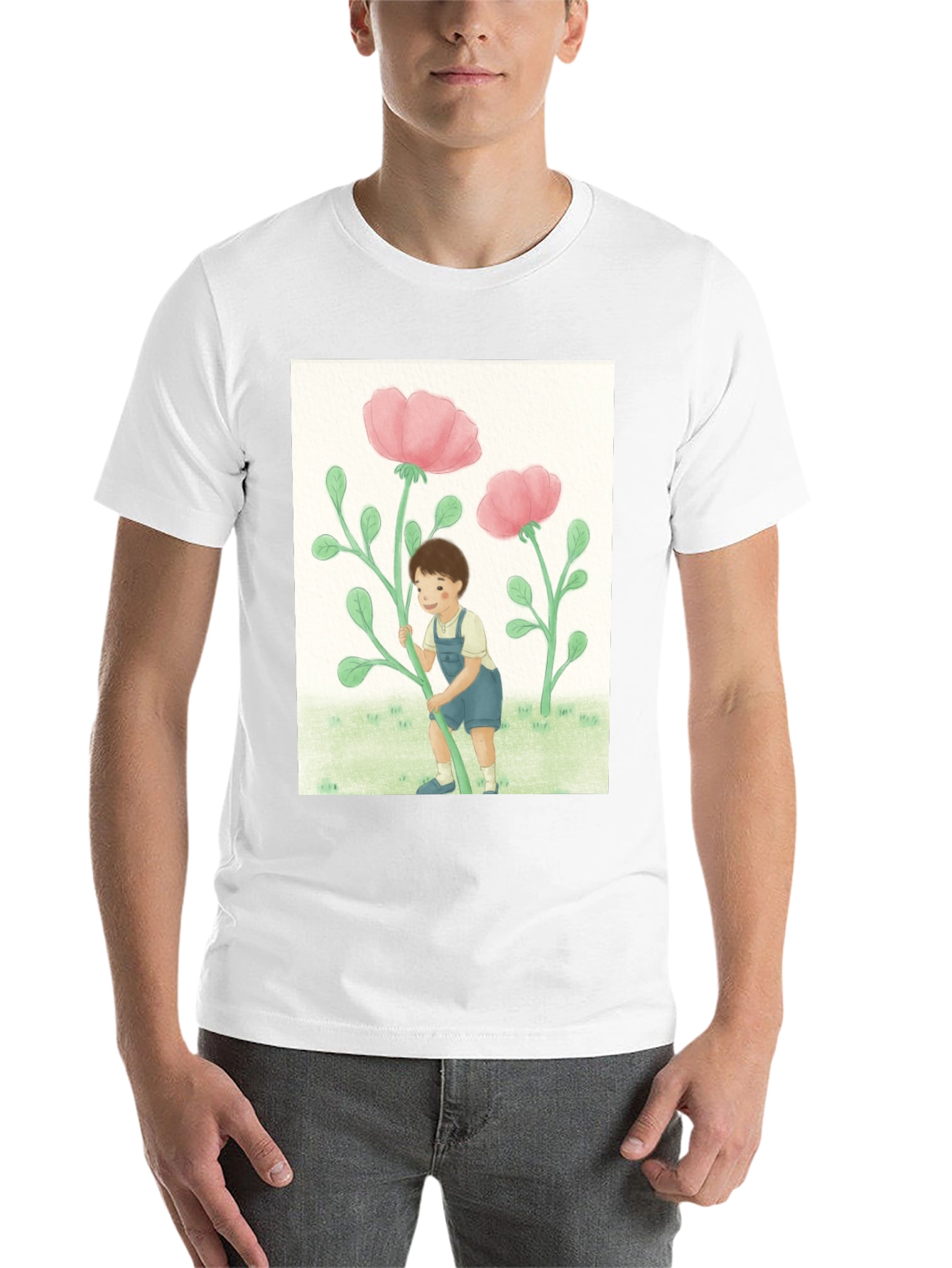 Black Boy with Flowers Black T-Shirt view 14