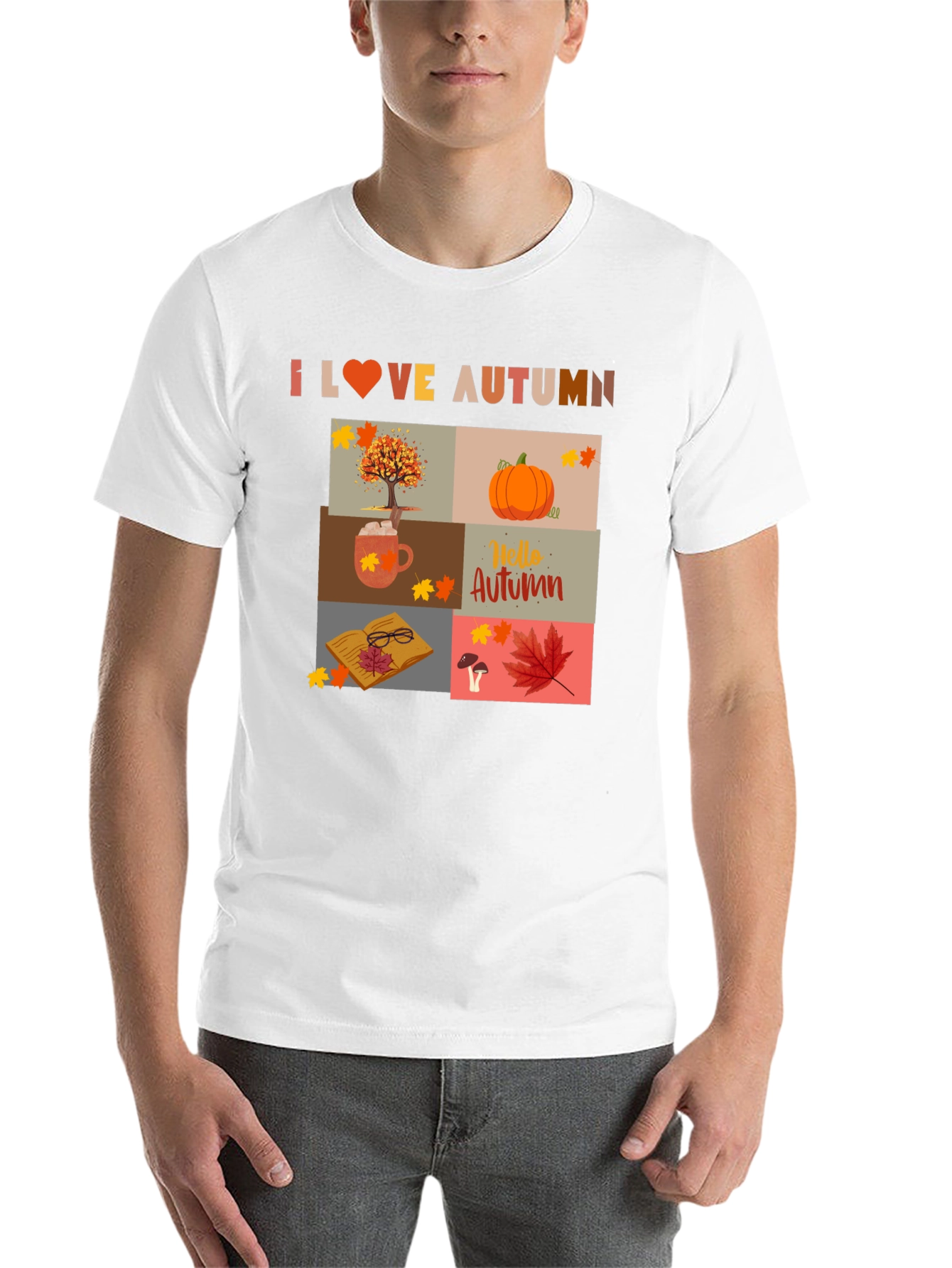 Black I Love Autumn Collage T-Shirt view 14