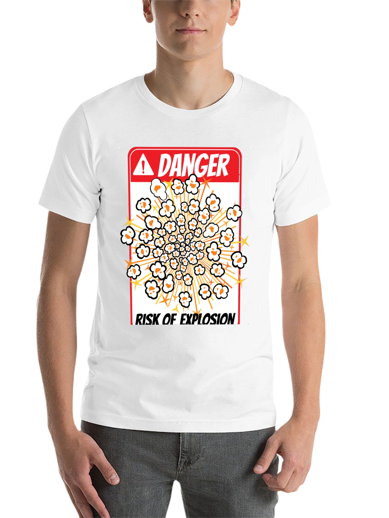 Black Danger Risk Of Explosion Popcorn T-Shirt view 14