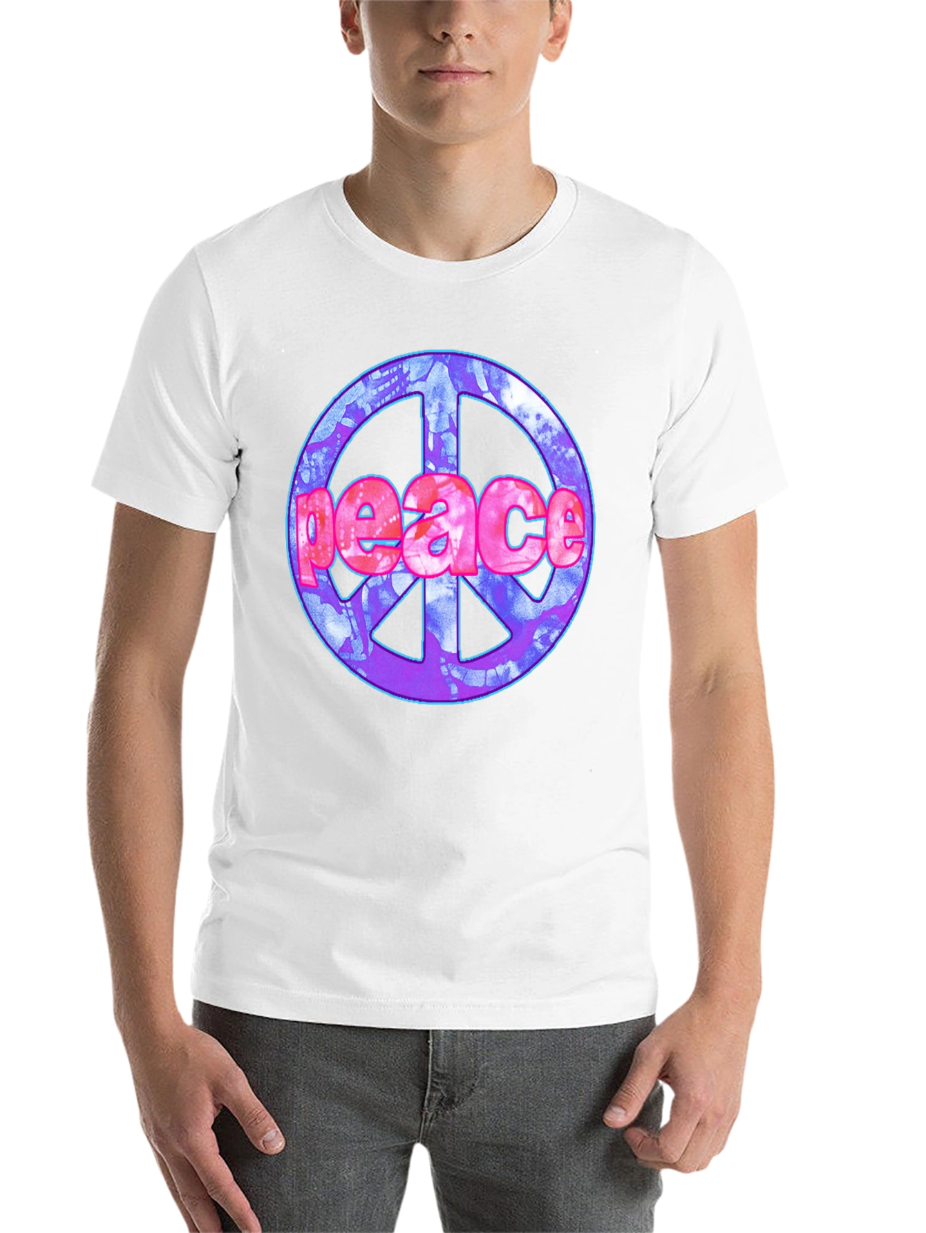 Black Peace Sign Graphic T-Shirt - Black Cotton Blend view 14